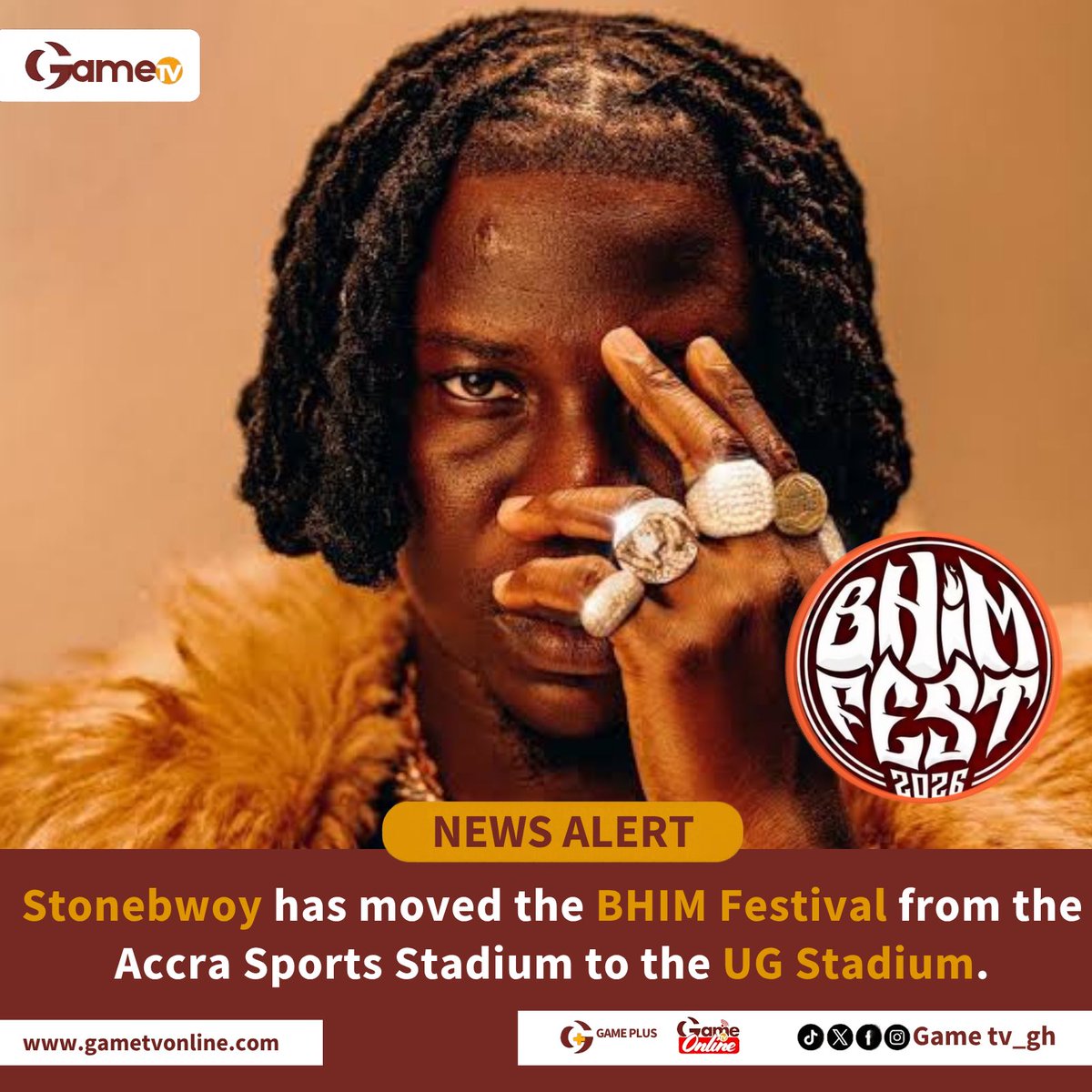 GameTV_gh's tweet photo. Stonebwoy has moved the BHIM Festival from the Accra Sports Stadium to the UG Stadium. Bhim Nation, take note of the new venue.
#Stonebwoy #BhimFestival #BhimNation #ghananews #gametv https://t.co/jDOUs6Z5dp