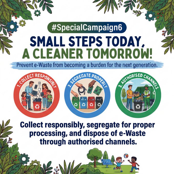 CDagshai's tweet photo. Under the #SpecialCampaign6 , let us prevent the eWaste from becoming a burden for the next generation. #Specialcampaign6 #SHS2026 #SwachhataHiSeva2026
@SwachhBharat

@MoHUA_India 
@MoJSDDWS 
@SwachhBharatGov
@DARPG_GoI
@SpokespersonMoD
@PMOIndia https://t.co/7X3FCpNWt8