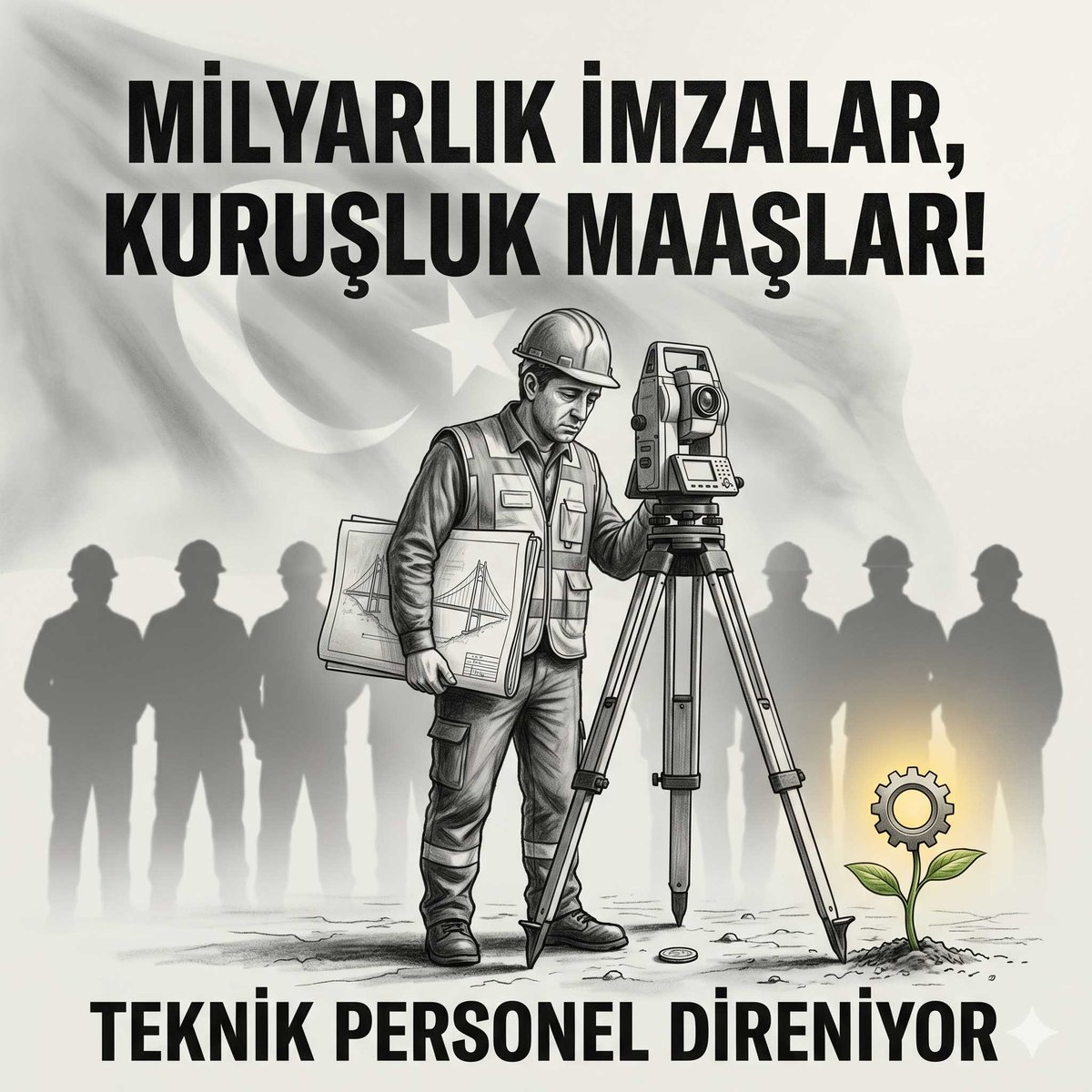VakitTamamt's tweet photo. Köprüleri, tünelleri, barajları yapan biziz. Savaş riskinde devletin stratejik gücü olan teknik personelin yoksulluk sınırında olması kabul edilemez. 1938 yasalarıyla bu gemi yürümez! https://t.co/0JXpIk0dTg