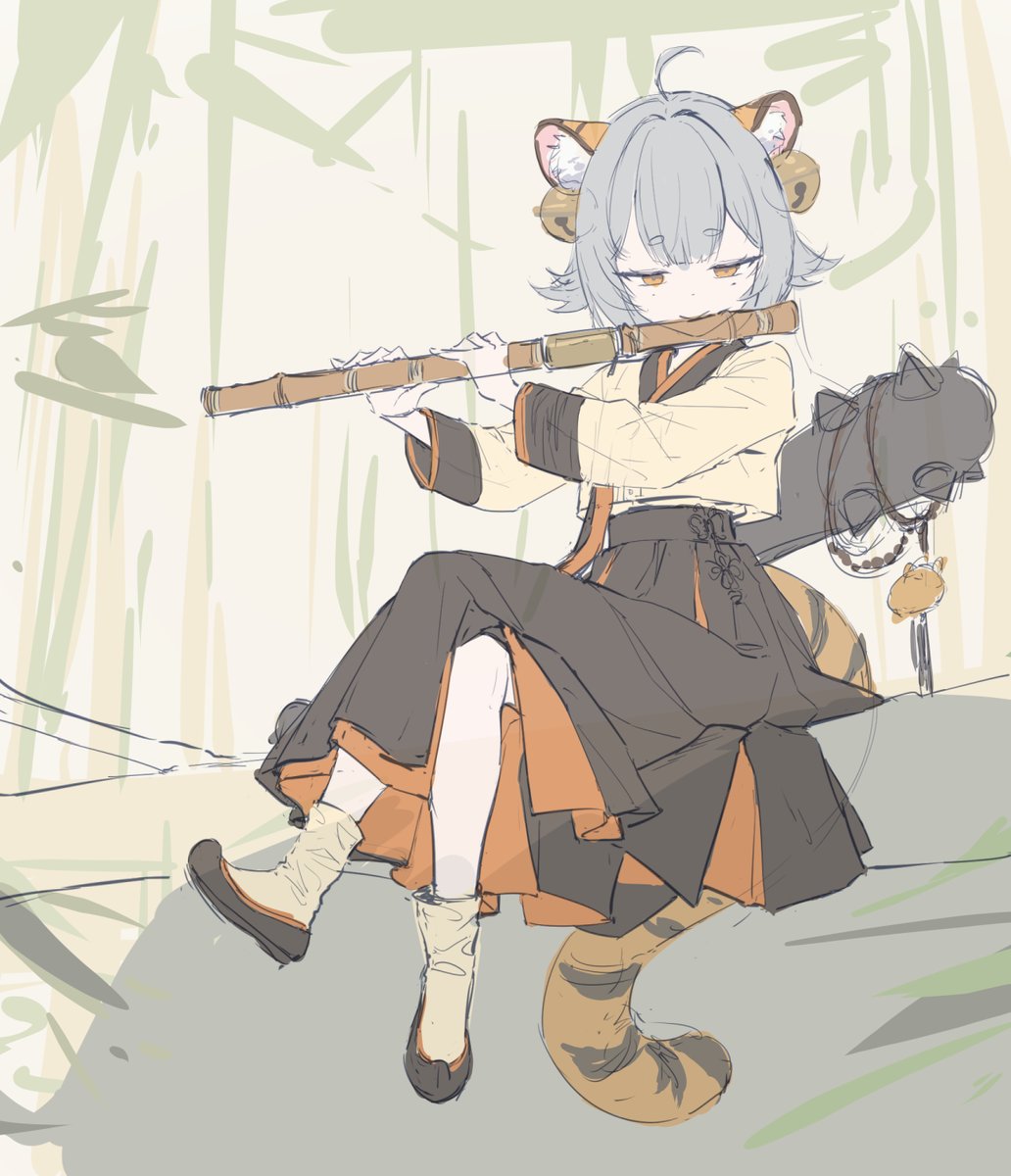 mahiro_draw's tweet photo. 코가네 랑이 호랑이라서 
플룻보다는 대금이 어울릴것같아 그리고 있어요.

#Rangart https://t.co/WB2lZQv5W1