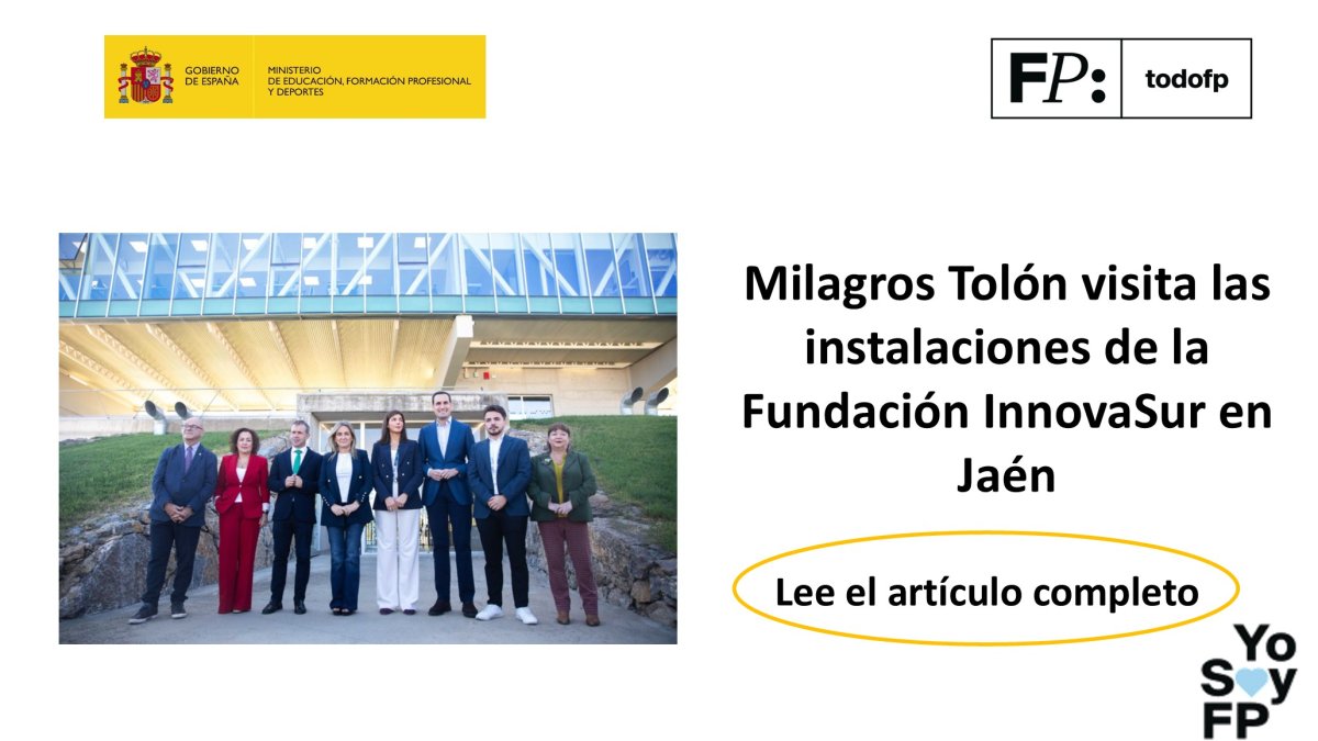 todofp's tweet photo. 📢#FP Milagros Tolón visita las instalaciones de la Fundación InnovaSur en Jaén para conocer sus proyectos de formación e innovación. #TodoFP #YosoyFP
 Lee el artículo completo
🔍 https://t.co/ht1WfI0KmO https://t.co/TbxgOlFetI