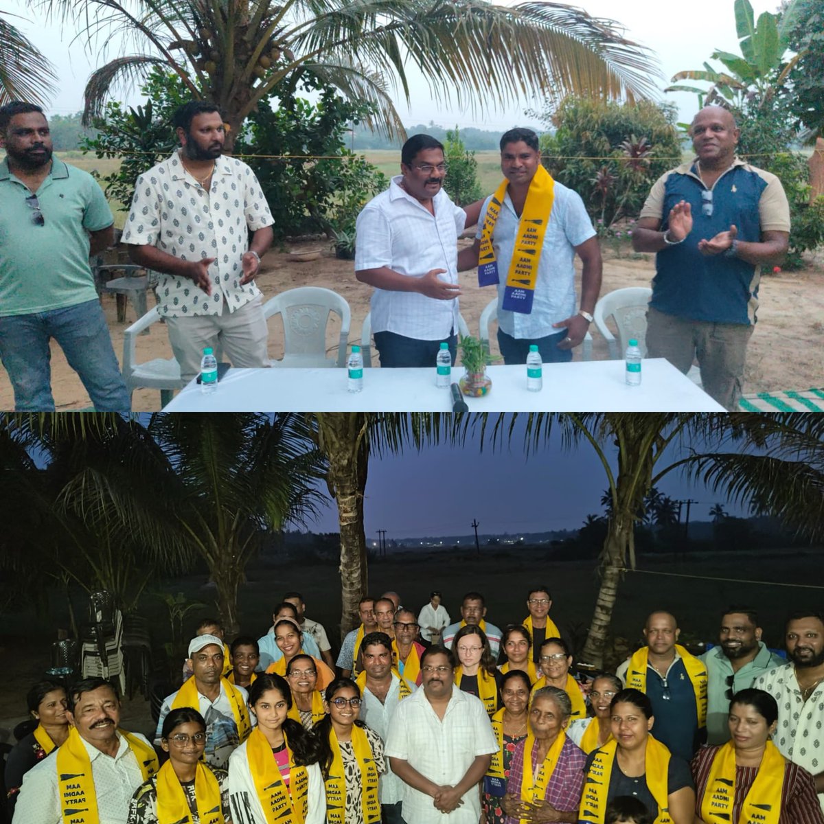 AAPGoa's tweet photo. AAP MLA Capt. @VenzyViegas Welcomes Young Dynamic Social Worker Frank Rodrigues from 
Uttordoxi Pedda, Varca to AAP. https://t.co/7ACmB9Ktim