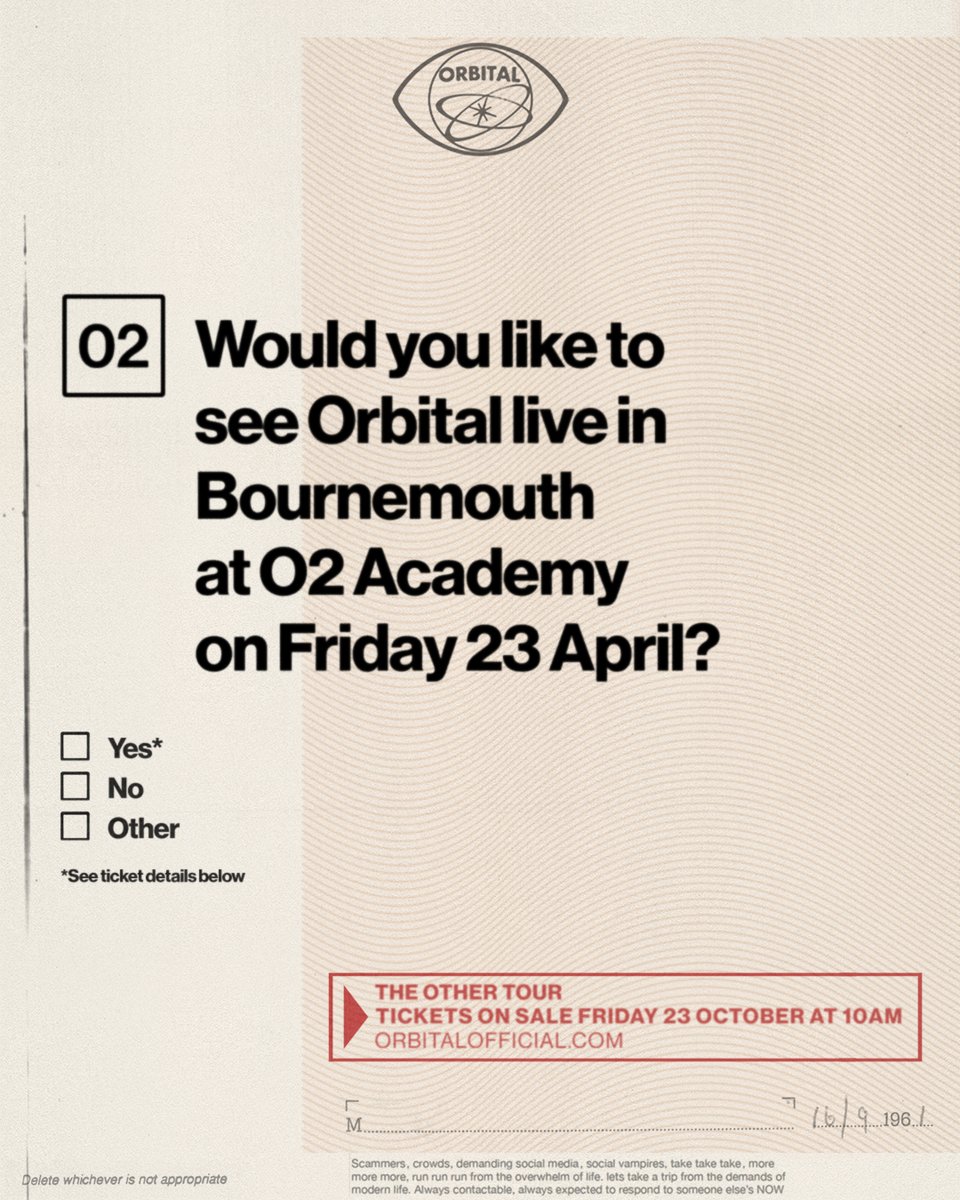 O2AcademyBmouth's tweet photo. NOW ON SALE // Electronic brothers Phil and Paul Hartnoll aka Orbital are back and bringing their brand new show to #O2AcademyBournemouth on Fri 23 Apr. ⁣
⁣
Get your tickets now 👉 https://t.co/VAHd15zUpX 🎟️ https://t.co/OUk7BloBKu