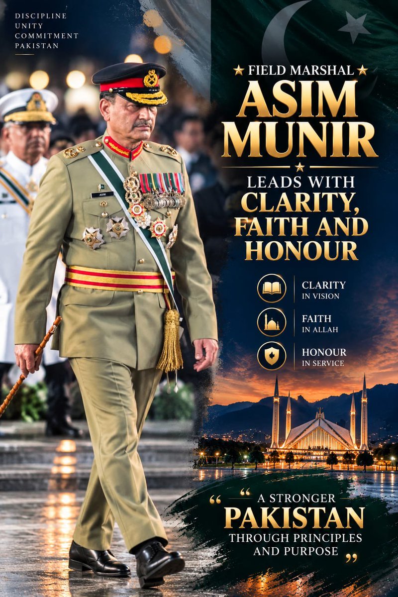Justfine45pq's tweet photo. Sipah Salar Asim Munir fosters deep trust between the armed forces and the nation, reinforcing solidarity across Pakistan.
#EsteemedCDF #LegendaryCDF #VisionaryAsimMunir #InvincibleCDF #ValiantFieldMarshal https://t.co/F2cxcJZkXq