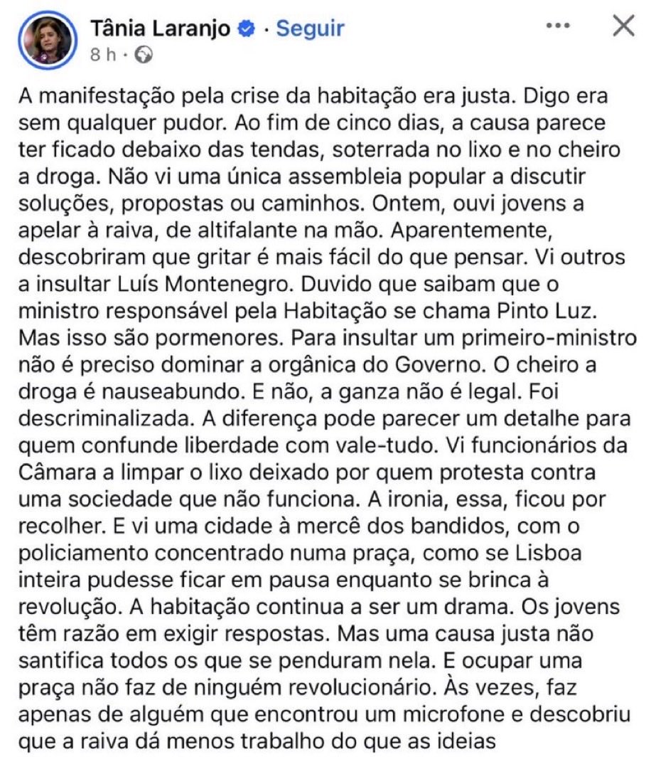 claudiaaict's tweet photo. Tânia Laranjo, direta e certeira.

Disse tudo! https://t.co/p7tTwi478i