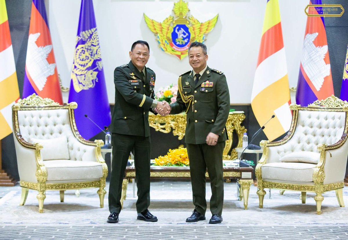 TeamAFP's tweet photo. AFP Chief of Staff Engages Cambodian Leadership on Regional Stability

Armed Forces of the Philippines (AFP) Chief of Staff General Antonio G. Nafarrete led an AFP delegation to Cambodia and Thailand from October 19 to 22, 2026, to engage with senior government and military officials and reaffirm the Philippines’ support for the ASEAN Observer Team (AOT) amid the Cambodia–Thailand border situation.

During the visit to Cambodia, General Nafarrete met with Prime Minister Hun Manet, Deputy Prime Minister and Minister of National Defence General Tea Seiha, and General Vong Pisen, Commander-in-Chief of the Royal Cambodian Armed Forces. These engagements provided opportunities to discuss developments related to the border situation and underscore the importance of continued dialogue and regional cooperation.

Through its participation in the AOT mission, the AFP supports the Philippines’ commitment to ASEAN cooperation, regional stability, and the peaceful resolution of disputes. This engagement reflects the country’s contribution to regional peace and security, while the AFP remains steadfast in its primary mandate to defend Philippine sovereignty and protect the Filipino people.

Photo courtesy of the Ministry of National Defence of the Kingdom of Cambodia and the Official Facebook Page of Cambodian Prime Minister Hun Manet

#AFPyoucanTRUST
#OneAFPOnePhilippines
#StrongAFPStrongPhilippines
#OurSeasOurRightsOurFuture
#MatatagNaSandigan 🫡🇵🇭