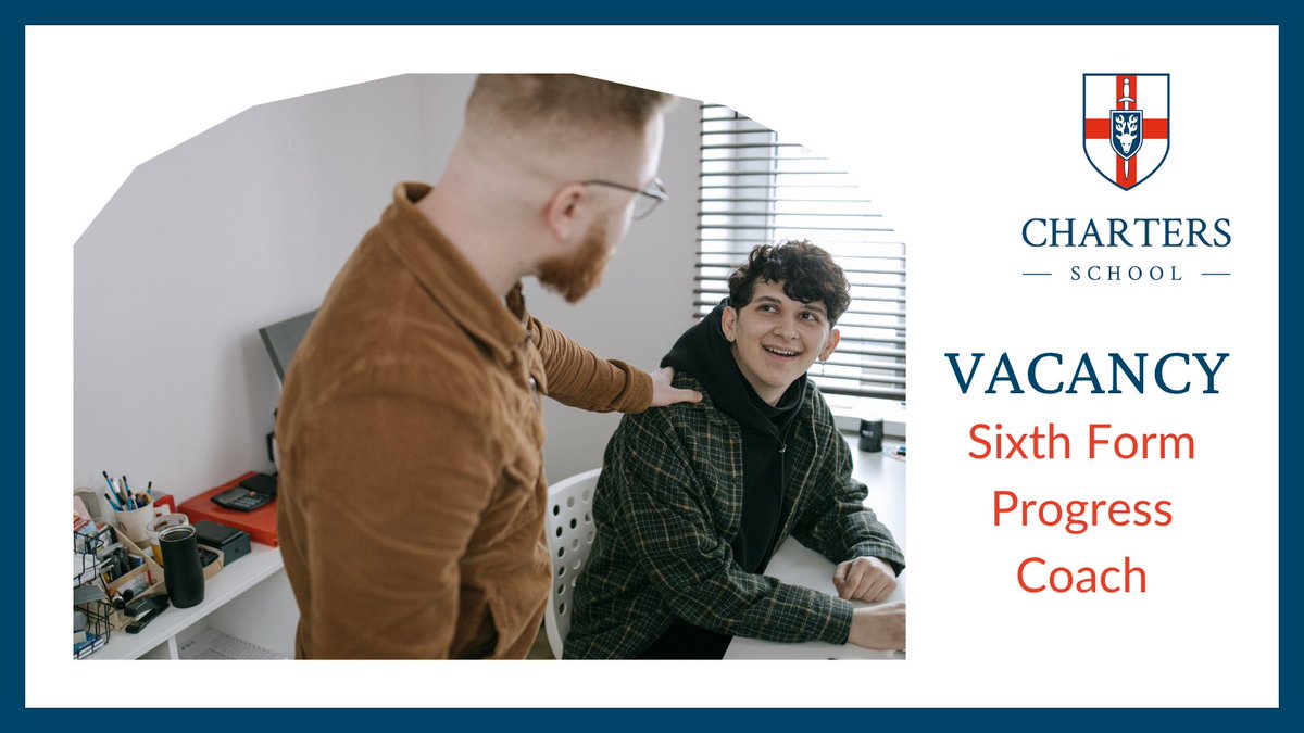 ChartersSchool's tweet photo. Hiring: Sixth Form Progress Coach
Support students' academic progress &amp; wellbeing &amp; engagement.
💼 Perm, Part-Time (6 hrs/wk, term-time)
💰 £4,021/yr actual
⏳ Closes: 9am, 2 Nov 2026
Be pert of our dynamic Sixth Form team.
Discover more here; https://t.co/pIR5aqqwvk 
#JobVacancy https://t.co/jzPHaPC1sY