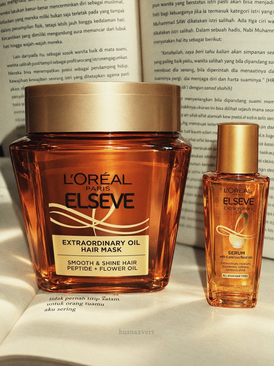 husnaxvers's tweet photo. ✨ Rambut halus, lembut, dan berkilau dimulai dari perawatan yang tepat! ✨
Kenalan dengan L’Oréal Paris Elseve Extraordinary Oil Hair Mask &amp; Serum.

Your hair deserves a little luxury every day. ✨
#LorealParis #HairCareRoutine #HairMask #HairSerum #RambutBerkilau #HairCareIndo https://t.co/yybB336Cy3