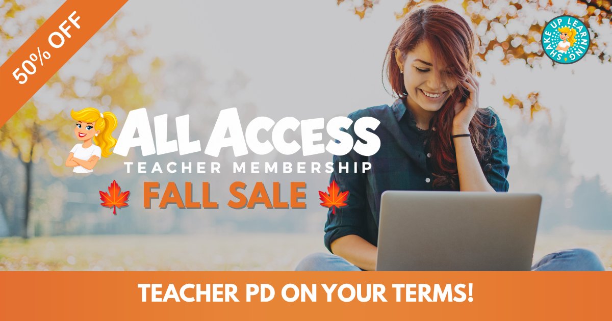 ShakeUpLearning's tweet photo. 🍁 FALL SALE 🍁
Save 50% on the ALL ACCESS Teacher Membership! 
➡️ https://t.co/EcmUPnm8om #edtech #teacherlife #teacherPD #edchat #aiineducation #aiinedu #googleedu #TCEA #ISTE #FETC https://t.co/Gct1PYFFbb
