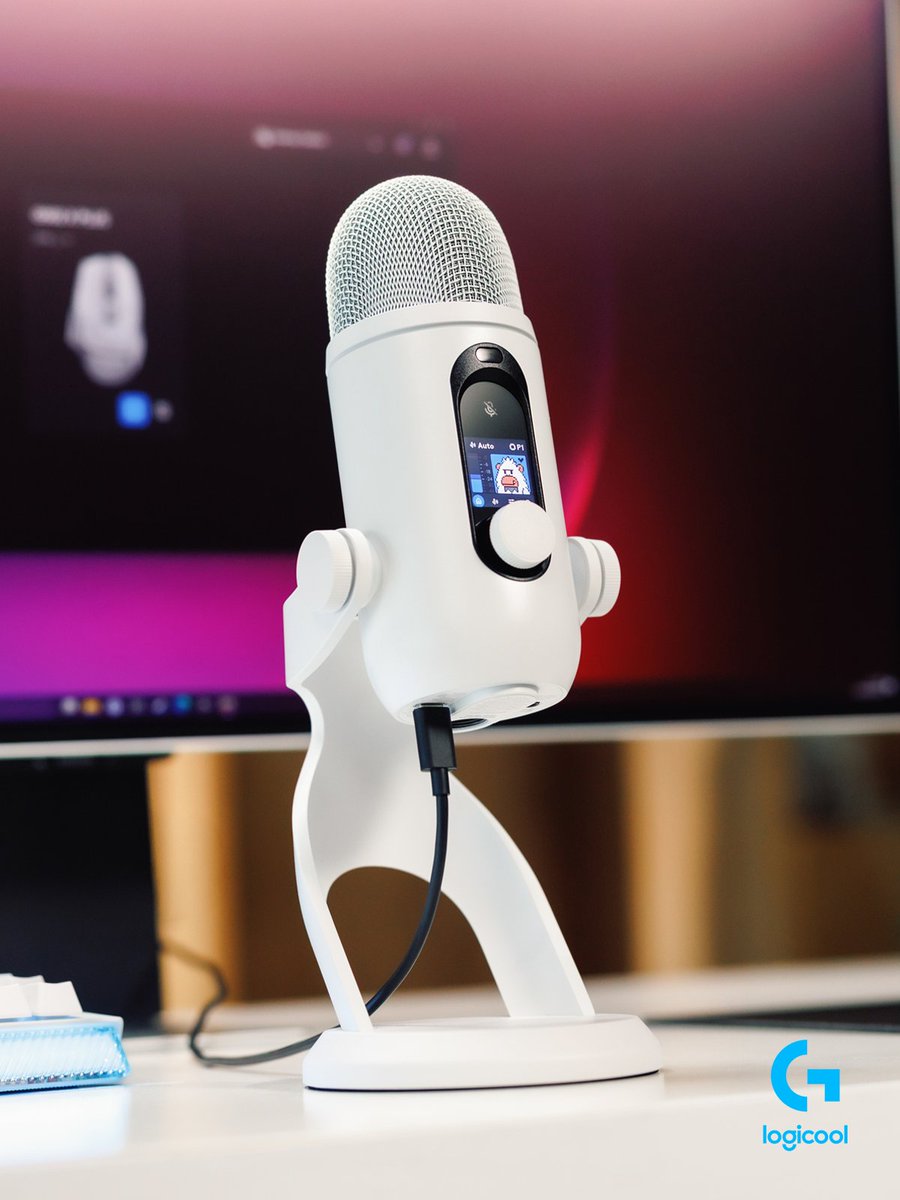 LogicoolG's tweet photo. USBで接続するだけで、プロ品質のサウンドを🎙️

『YETI 2』は、音質だけでなく、直観的な操作性にもこだわりました。

Yetiキャラクターが音声状態を視覚的に表示することで、音声レベルや設定が一目で分かる高解像度ディスプレイを搭載⚡

ゲームプレイにより集中できる操作性を実現しました。 https://t.co/eR0IKUdctz