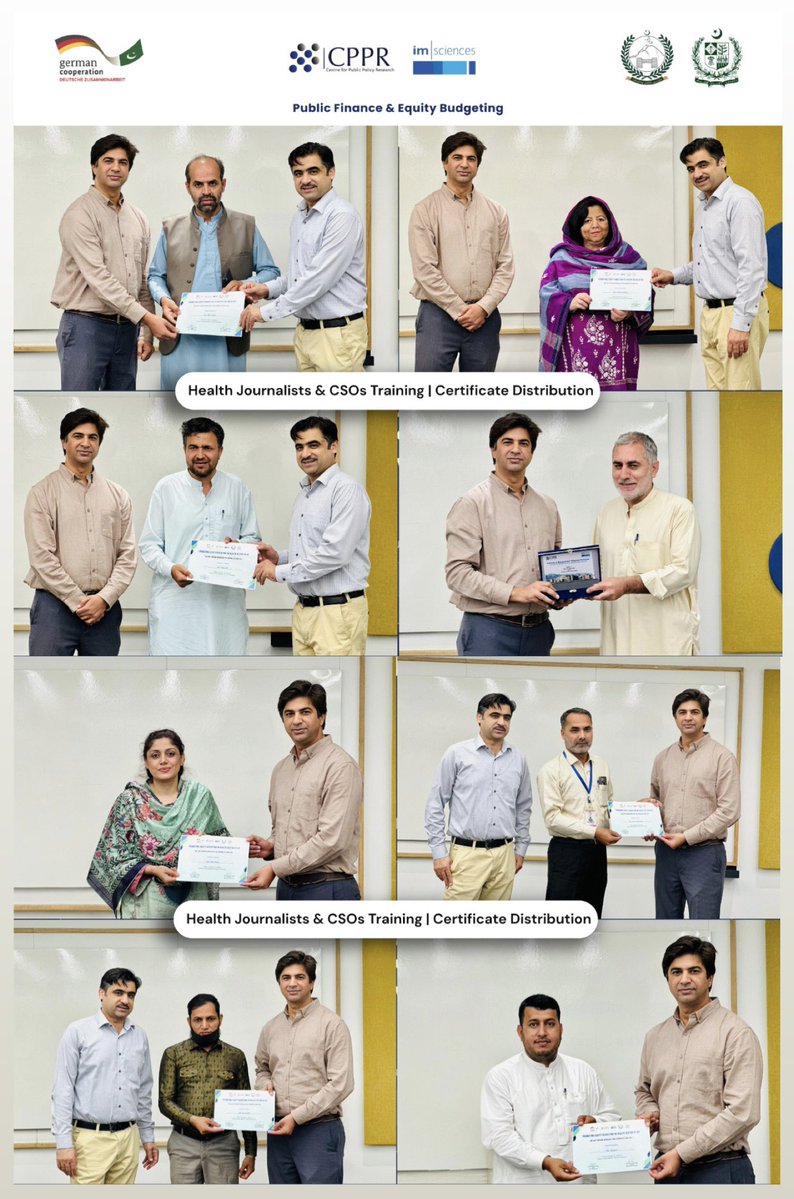 cppr_ims's tweet photo. Certificates distributed: all 32 participants (incl. 11 women) of today's Health Journalist &amp; CSO Training on Equity Budgeting completed the programme at IMSciences Peshawar. #EquityBudgetingKP
#HealthEquity #WhoseShareWhoseNeed https://t.co/JdOsxlmpxU