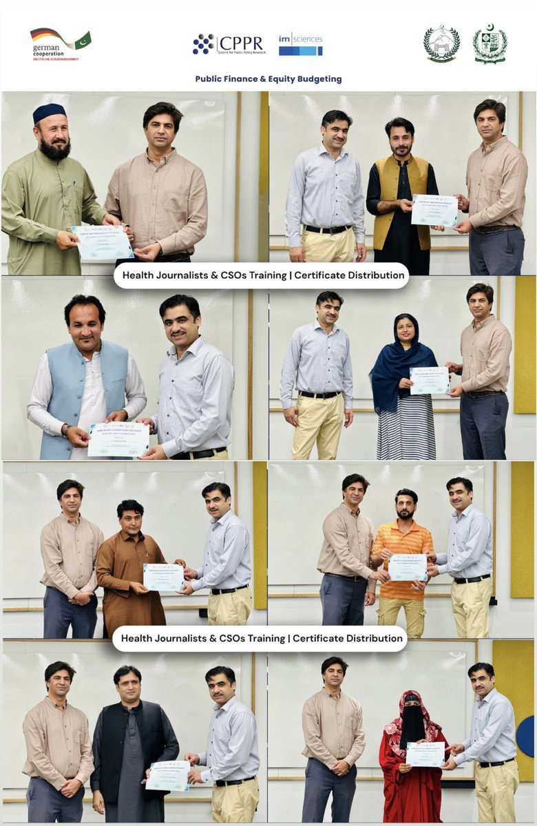 cppr_ims's tweet photo. Certificates distributed: all 32 participants (incl. 11 women) of today's Health Journalist &amp; CSO Training on Equity Budgeting completed the programme at IMSciences Peshawar. #EquityBudgetingKP
#HealthEquity #WhoseShareWhoseNeed https://t.co/JdOsxlmpxU