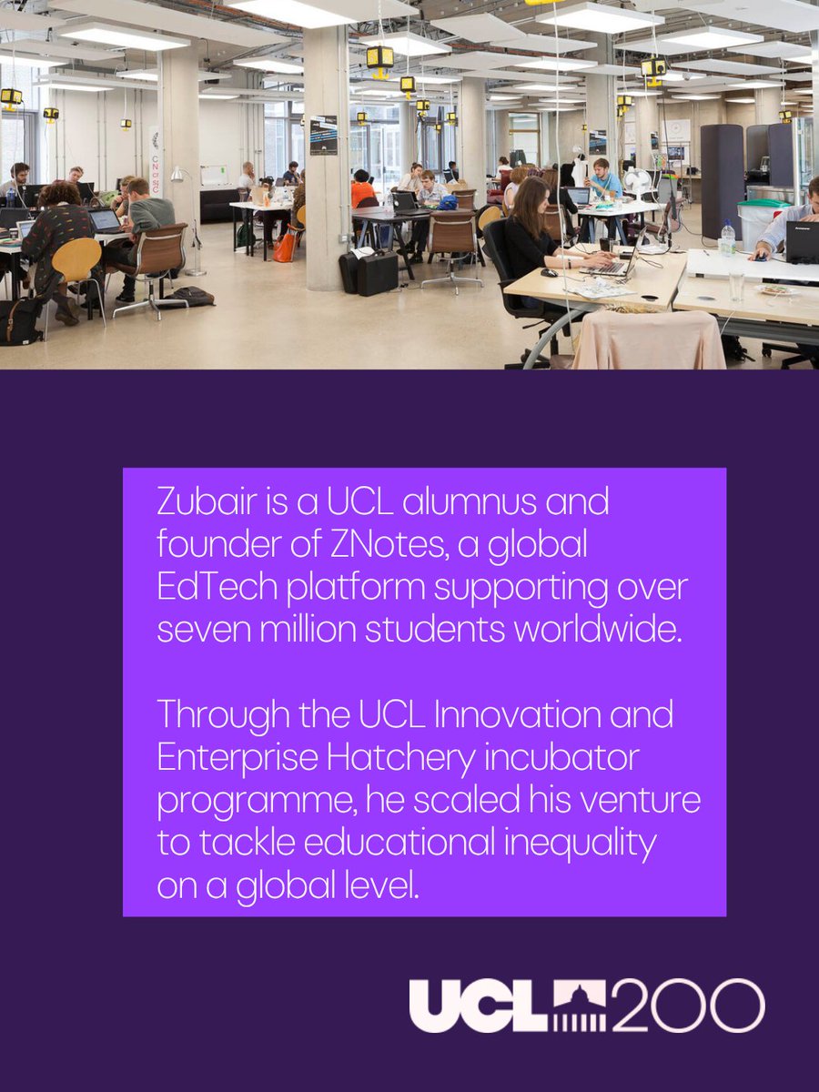 UCLEnterprise's tweet photo. We're delighted that Zubair Junjunia (@ZJunjunia) has been recognised in Faces of UCL.

@ZNotesRevision, his award-winning platform, is supporting more than seven million students worldwide.

Read his full profile: https://t.co/b5jnBCgAeR

#UCL200 #FacesofUCL https://t.co/JSH1QJghHK