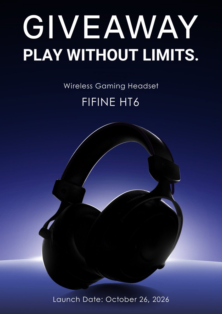 FIFINEMIC's tweet photo. 💜ＧＩＶＥＡＷＡＹ💜
BE THE FIRST TO TEST FIFINE HT6 WIRELESS GAMING HEADSET

✅ Follow @FIFINEMIC
✅ Comment your answer: Wired or wireless? What feature do you want most?

Chance Boost: 
Post any FIFINE product + your answer + #fifine #fifineheadset #fifineht6

Prizes: 
🎁HT6 ×1
🎁H18V Lite ×1
🎁H13 ×1

⏰Ends on Oct 31! GLHF!