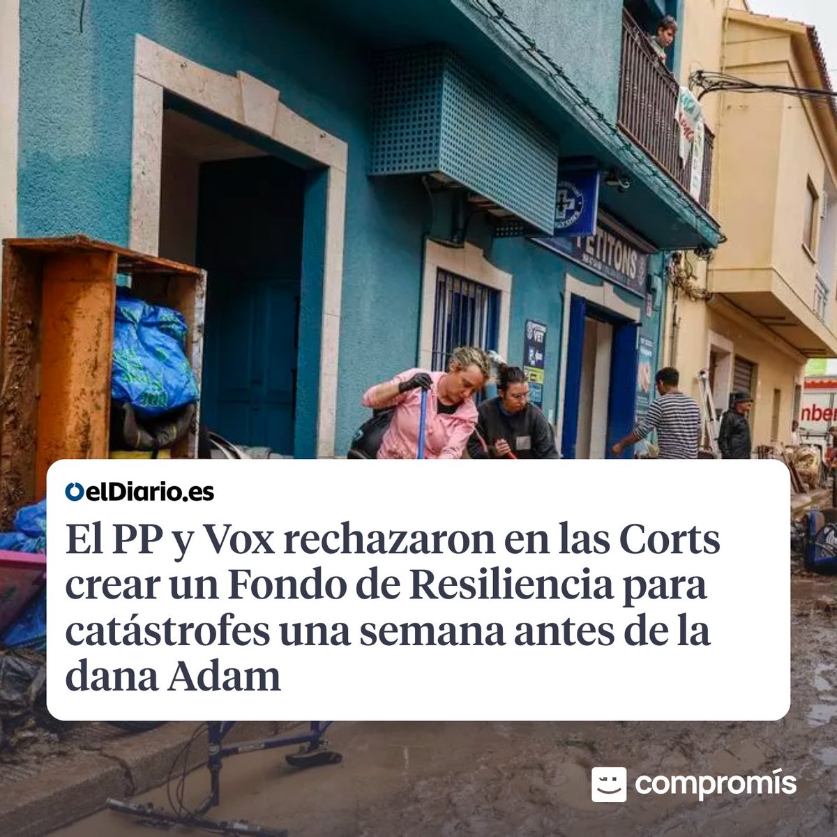 compromis's tweet photo. Fa anys, retallaren en emergències per a destinar-ho a bous. I va vindre la dana de 2024.

9 dies abans de la dana Adam, van votar que no a crear un fons de resiliència per a catàstrofes. 

PP i Vox són un perill públic. 

📲 https://t.co/CZnEIKfXif https://t.co/e3KjUsdVlG