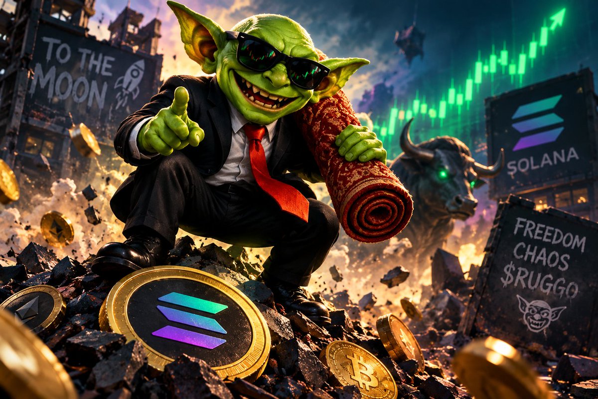RuggoCoin's tweet photo. Another day in crypto. Another rug waiting to happen. 👀🟢

Ruggo is watching. The market isn't ready for this goblin. 🪄

$RUGGO on Solana 🟢 https://t.co/AvkvqGiZty
