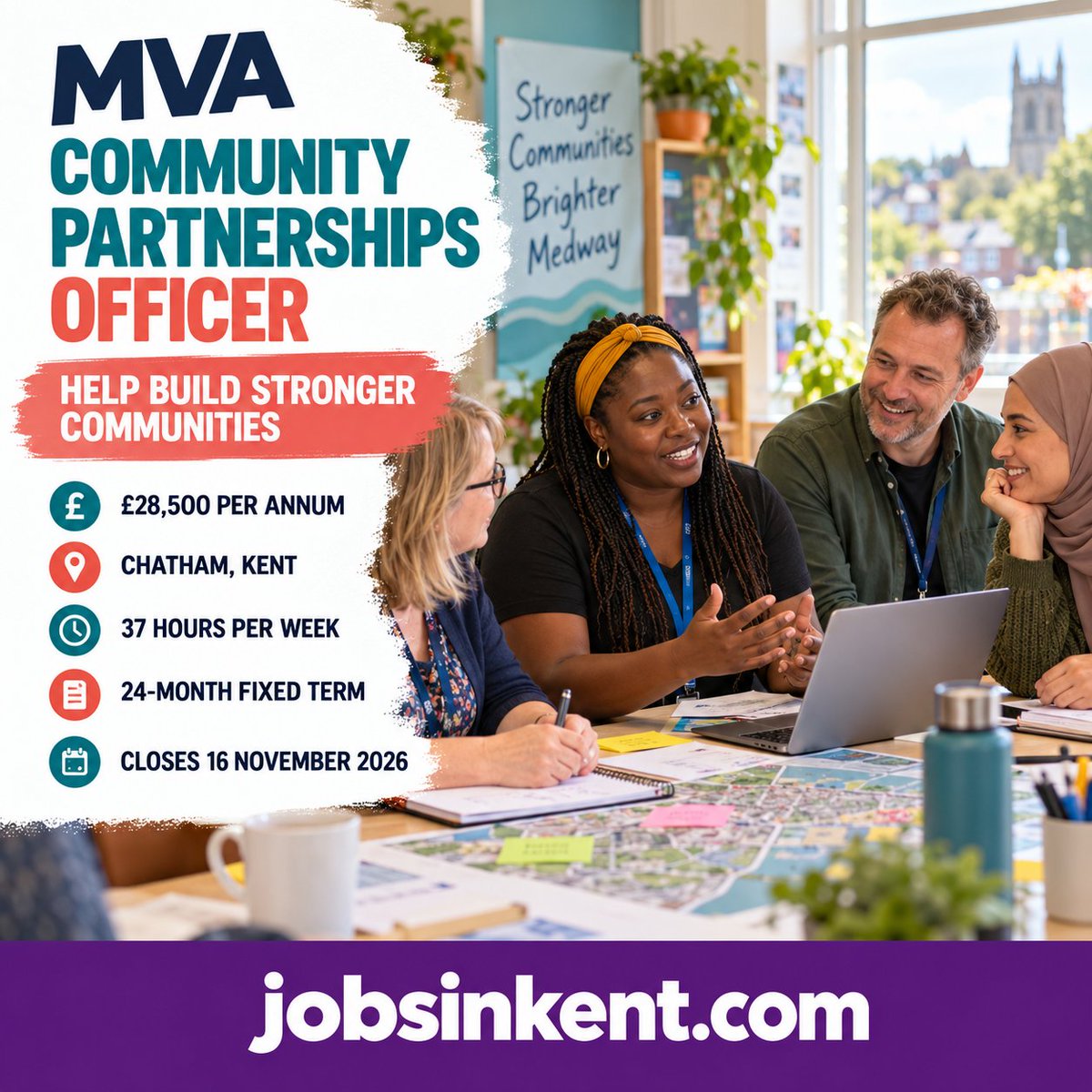 JobsInKentcom's tweet photo. Community Partnerships Officer

📍 Chatham
💷 £28,500
🕒 37 hours
📄 24-month fixed term
📅 Closes 16 November

Help MVA build stronger, healthier communities across Kent and Medway.

Apply: https://t.co/PT3xIwwzQ7

#KentJobs #CharityJobs https://t.co/sMkN6LA234