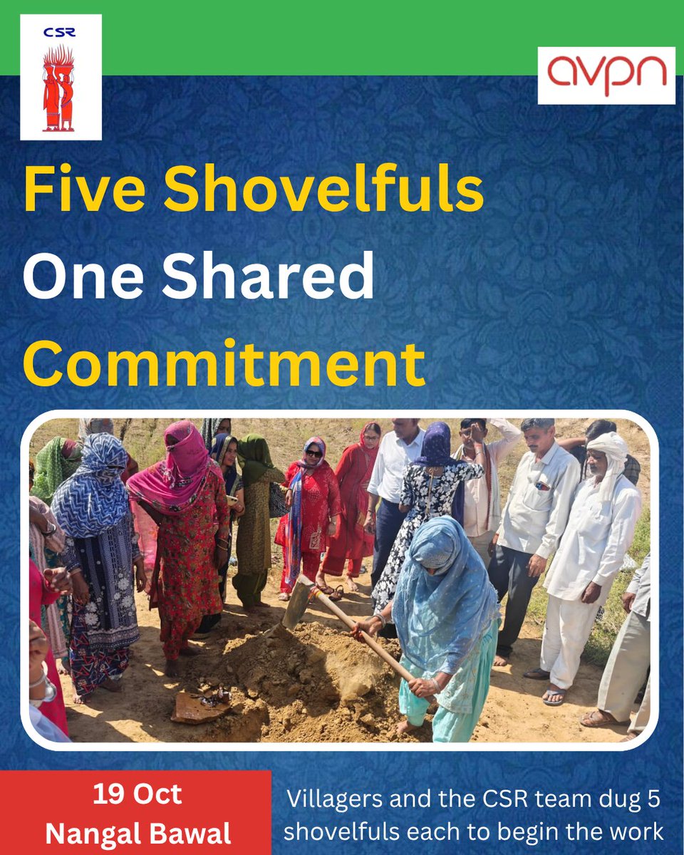 CSR_Environment's tweet photo. Real change starts from the ground up. 🌍

In Raipur Mewan and Nangal Bawal, local residents broke ground to revive two dried-up johads under an AVPN-supported women-led water project.

Ensuring dry seasons no longer mean dry vessels.

#SaveWater #Rajasthan  #GWCC #CSRIndia #AVPN https://t.co/6XGGSkVevS