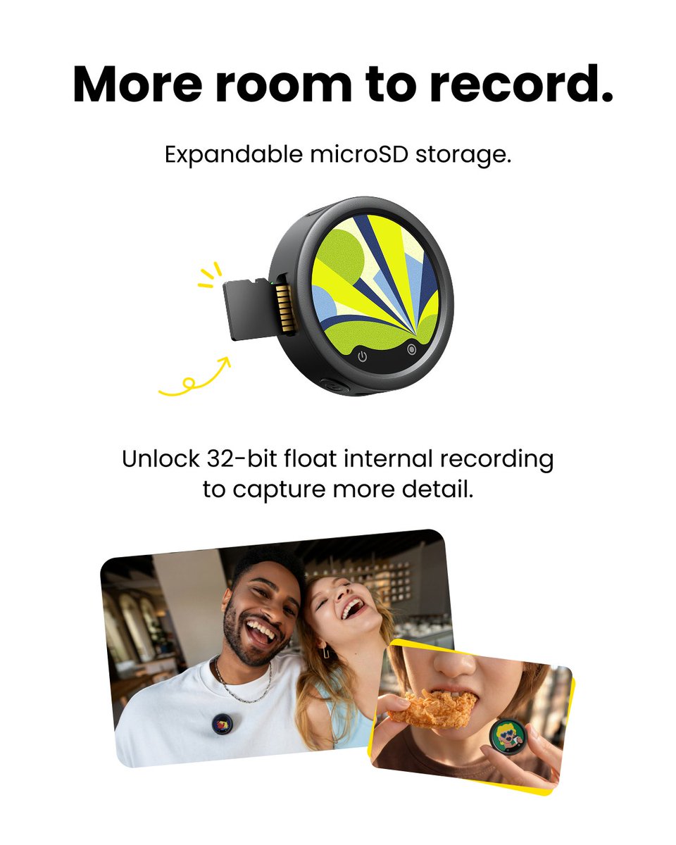insta360's tweet photo. Five reasons why your setup deserves an Insta360 Mic 🔥

- Expandable storage
- Customizable E-Ink display
- Insta360 Direct Connect
- AI noise canceling
- 32-bit float internal recording 

What more could you want from a mic?

Swipe to learn more >> https://t.co/RuFaRI15kc