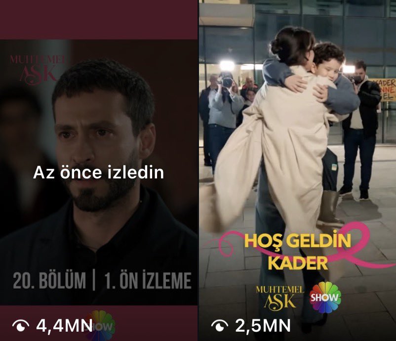 ekranotlari's tweet photo. Eğer 19.Bölüm tekrarları iyi verilirse 20.Bölüm’de yükseliş yaşanacaktır, #DefKad kesiti bile 500BİN izlenmiş ama Kader’in olduğu kısımlar sadece 12 saat olmasına rağmen baya yüksek,  #MuhtemelAşk TEKRARI VERİN.. @ShowTV https://t.co/I8wpuh15hp