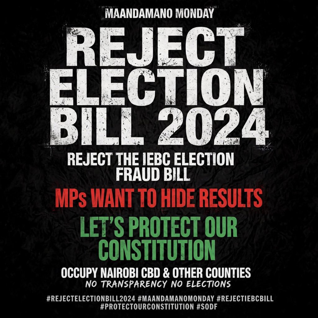 echesa_'s tweet photo. Kasongo needs to know this comming elections it's Citizens Vs Him,  and there will be no loopholes to try and subvert the will of the people. That bill in the first place is a constitutional abomination that we can't allow to through so it better not.
#RejectElectionBill2024 https://t.co/flOmaWgp7O