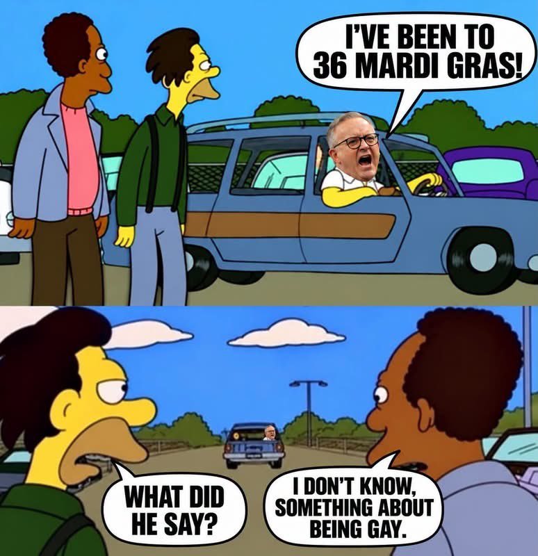 ARLisOverTheBS's tweet photo. @AlboMP Says the guy who's never missed a Mardi gras. https://t.co/GUIULcTqs7