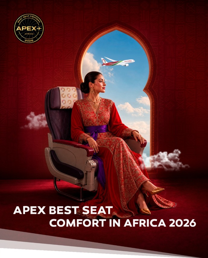 CarmenCullaSala's tweet photo. Royal Air Maroc is proud to receive APEX’s 2026 Best Comfort Seat in Africa award, reflecting our commitment to a more comfortable travel experience across our network. Enjoy award-winning comfort, whether travelling for business or leisure. https://t.co/ZFE2I0y4aN