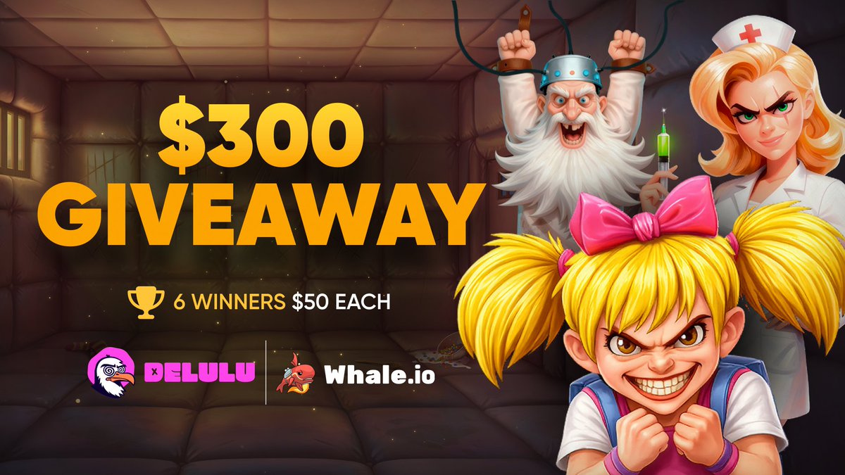 WhaleGames_en's tweet photo. $300 GIVEAWAY! @delulugamingcom  × @WhaleGames_en  🚨

Feeling DELULU? Might as well get paid for it.

We're teaming up with @delulugamingcom to give 6 lucky winners $50 EACH!

HOW TO ENTER:
🤝 Follow @delulugamingcom  and @WhaleGames_en
🤝 Like & RT this post

6 WINNERS. $300 UP FOR GRABS.

*Giveaway ends on October 28th

GOOD LUCK, WHALES! 🐳