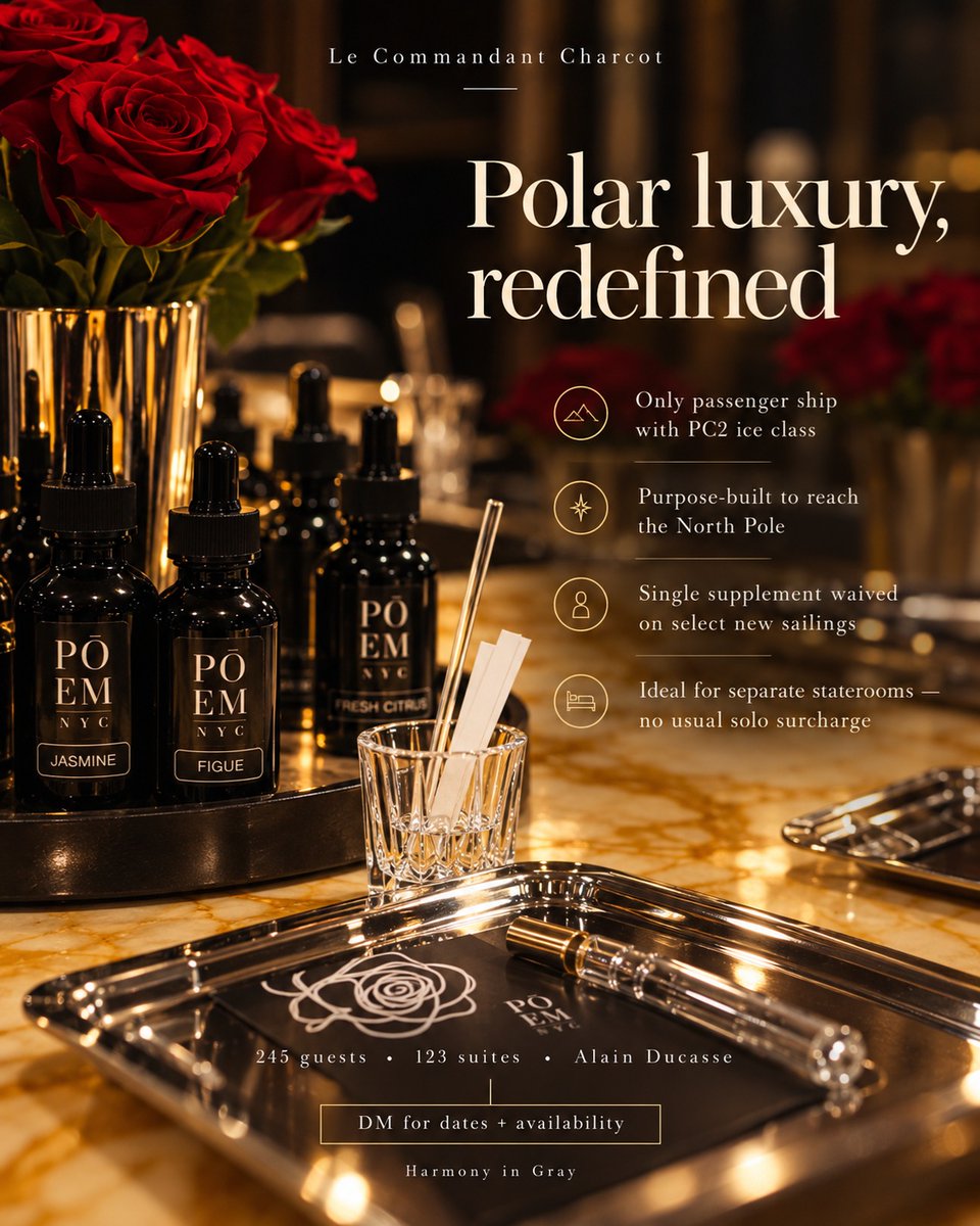 llrohanll's tweet photo. A fragrance-making day with PONANT Explorations in NYC sparked serious polar wanderlust. Le Commandant Charcot reaches the North Pole in rare luxury. PONANT is waiving single supplements on select sailings—perfect for your own stateroom. https://t.co/LRzqJaQiYx