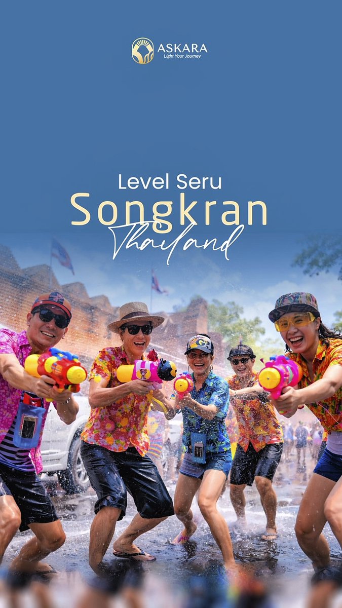 Jeremiasmsv's tweet photo. Rasakan kemeriahan Songkran di Thailand, perayaan Tahun Baru dengan tradisi saling menyiram air sebagai simbol penyucian dan harapan baru. Berlangsung 13–15 April. Siap ikut serunya? https://t.co/9u8TitGNEL