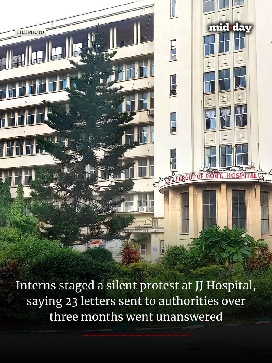 mid_day's tweet photo. Maharashtra’s MBBS interns are demanding an increase in their monthly stipend from ₹18,000 to ₹30,000, along with a 3 per cent annual hike. The Association of State Medical Interns (ASMI) staged a silent protest at JJ Hospital, citing rising living costs and unanswered representations. The association has warned of a statewide strike from November 2 if the government fails to respond.

✍🏻:  Ritika Gondhalekar

Read more: https://t.co/nIUfiWwZ2x