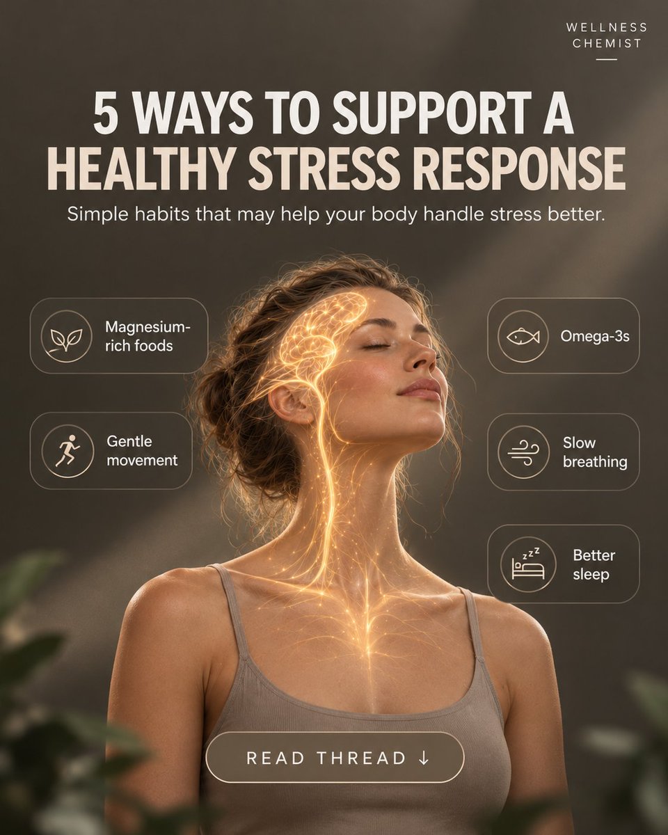 GodswillChemist's tweet photo. Cortisol isn't your enemy. But ongoing stress can affect your health. Here are 5 ways to support your body's stress response.

Read thread ↓ https://t.co/0tIDFkDSVs