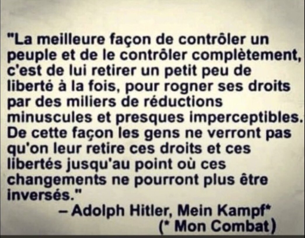 LiseSantolini's tweet photo. C'est la méthode de la grenouille qu'on fait bouillir à petit feu. Un petit peu moins de libertés par-ci, une petite taxe par-là, un petit coup de matraque... Le macronisme applique à la lettre cette stratégie pour nous transformer en bêtes de somme et en vaches à lait sans qu'on s'en rende compte.
 
Et nous arrivons à une dérive complète, une dérive autoritaire totale avec du Pinochet pur jus, façon Darmanin et Attal. Est-ce que nous avons encore le temps de dire stop ? Non, il n'est pas grand temps. Est-ce qu'on a encore le temps ?
 
Et maintenant , la France, pour les six derniers mois avant les élections présidentielles,  bascule dans un régime à la Pinochet.