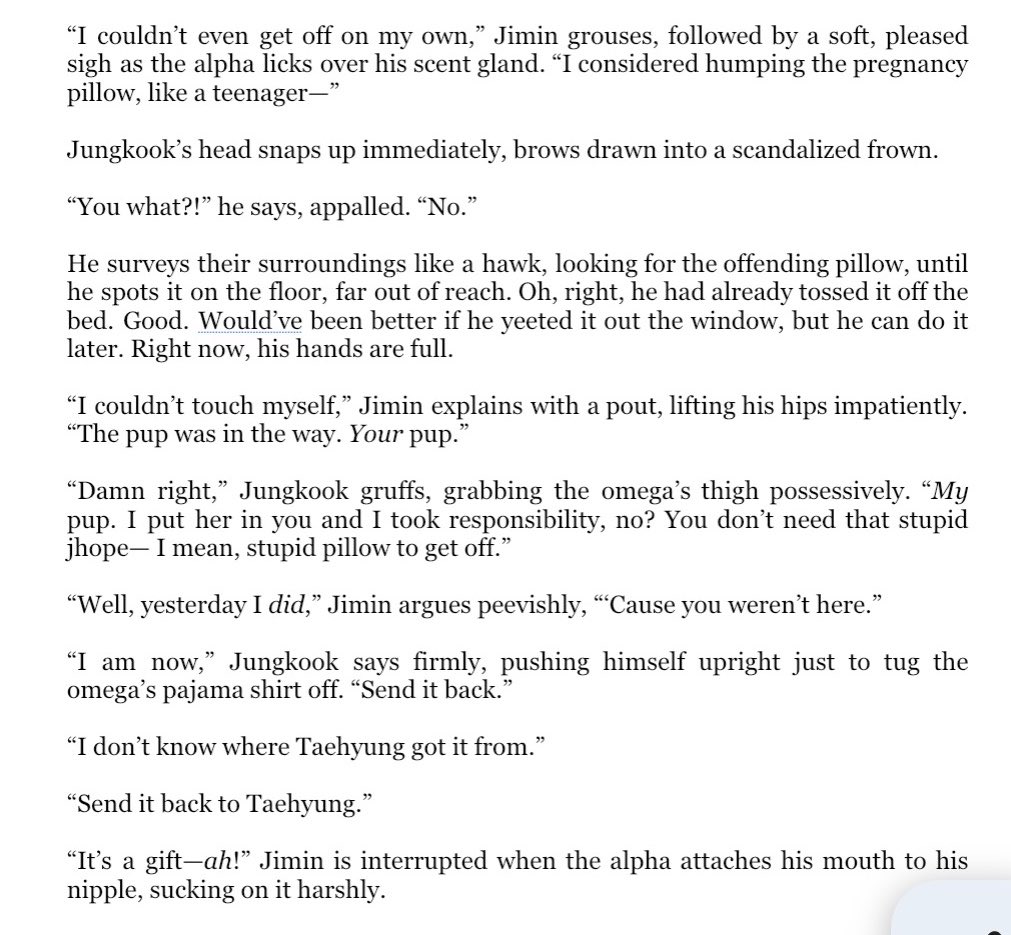veraba_writes's tweet photo. rapper jk’s never ending beef with jhope— I mean, the pregnancy pillow 

(bad for my heart ch5 snippet) https://t.co/hHkmV9kNM7