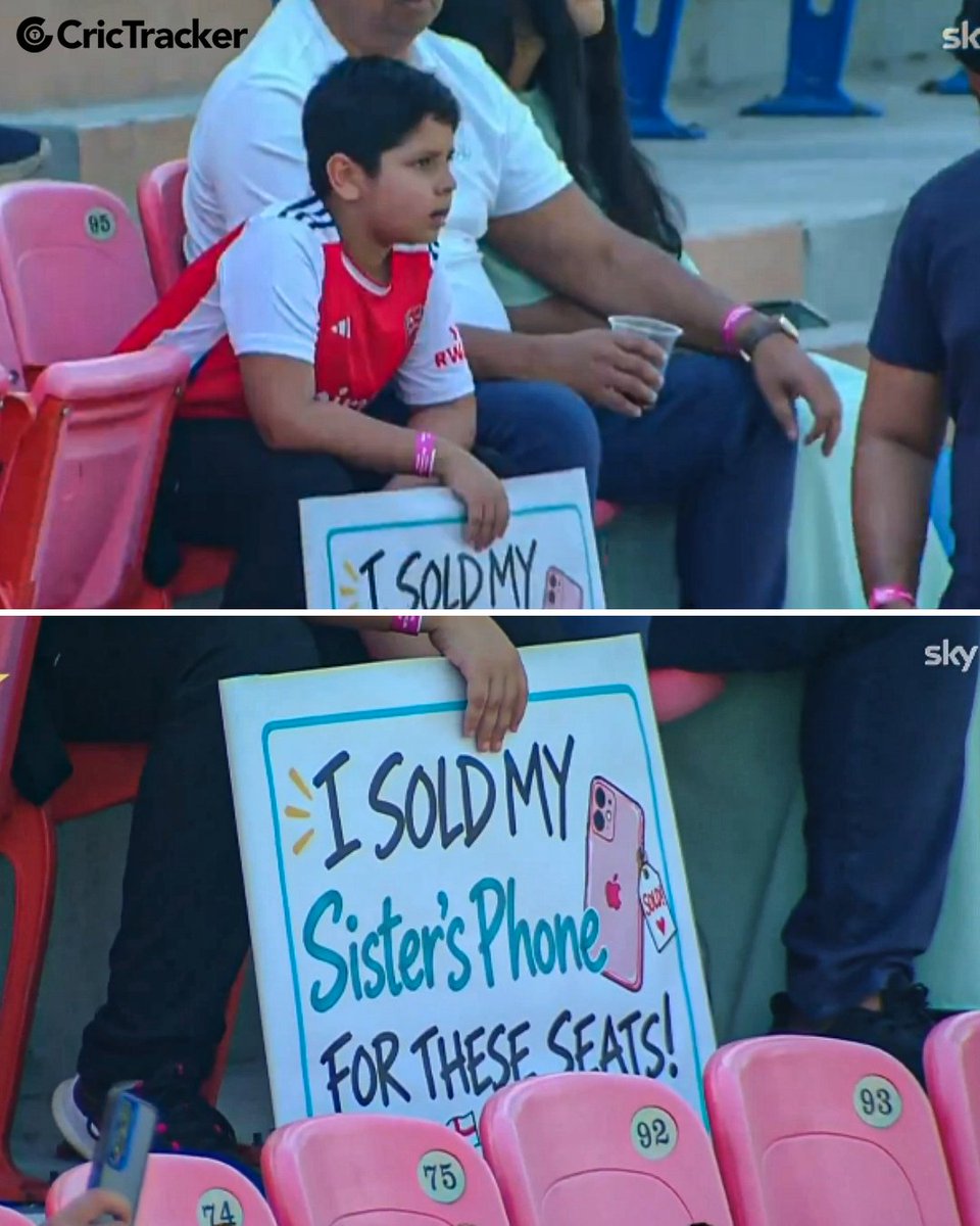 Cricketracker's tweet photo. Sibling rivalry❌ Cricket obsession ✅ 😂

A young Pakistani kid’s love for cricket went so far that he sold his sister’s phone to buy match tickets🏏

📸: Sky Sports Cricket https://t.co/0xQt4BfD7D