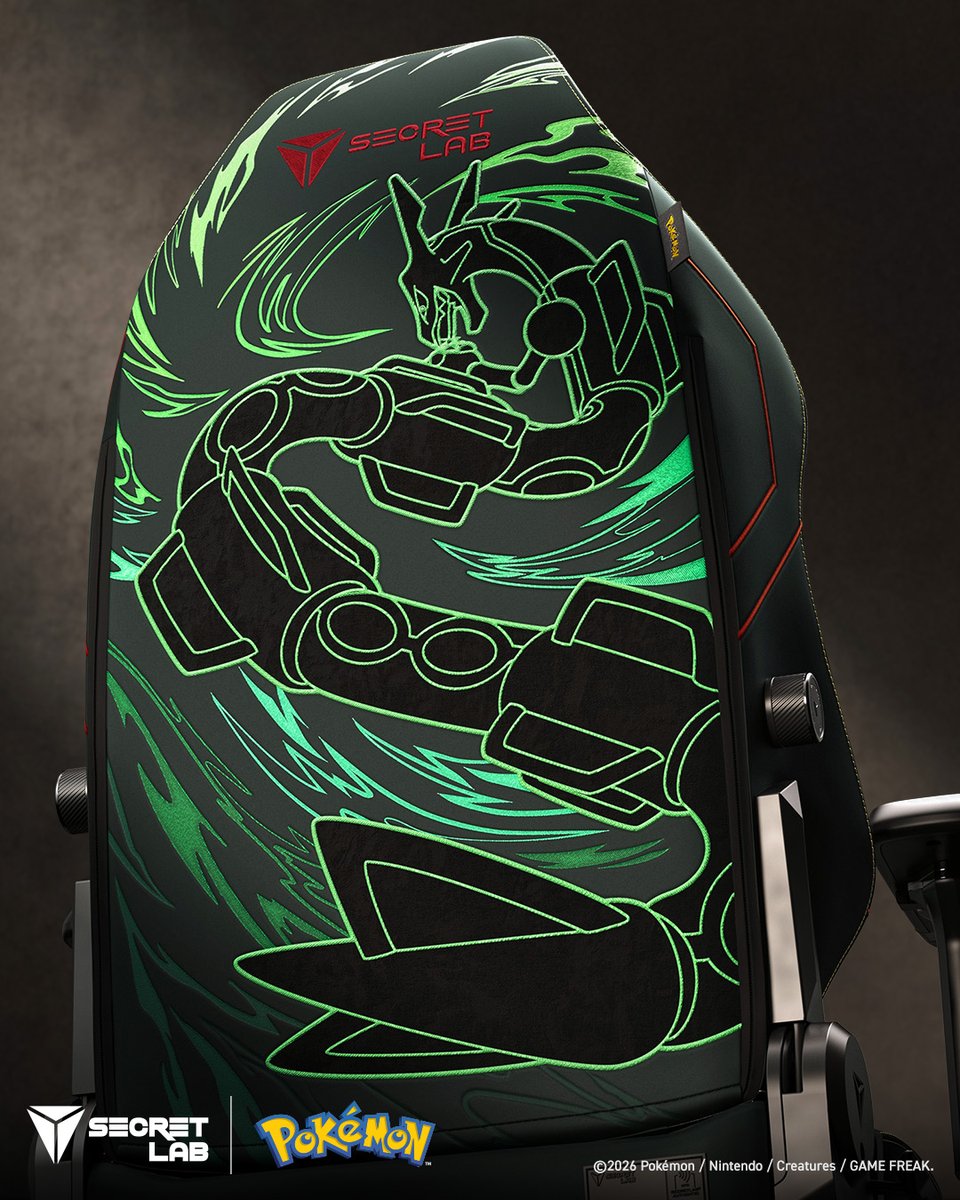 secretlabchairs's tweet photo. The Secretlab TITAN Evo Pokémon Rayquaza Edition captures Rayquaza’s commanding presence as it descends from the skies. Complete your setup with the Secretlab Memory Foam Lumbar Pillow Pokémon Groudon & Kyogre Edition, depicting the clash between land and sea: https://t.co/jTrydKGnP1

@Pokemon #Pokemon