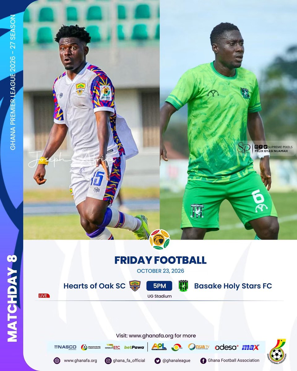 HolyBasake's tweet photo. 🟢 𝗠𝗔𝗧𝗖𝗛𝘿𝘼𝙔 ⚫️

🆚 Accra Hearts of Oak
🕗 3pm 
🏆 Ghana Premier League⁣
🏟️ UG Stadium https://t.co/n5KgpISURO