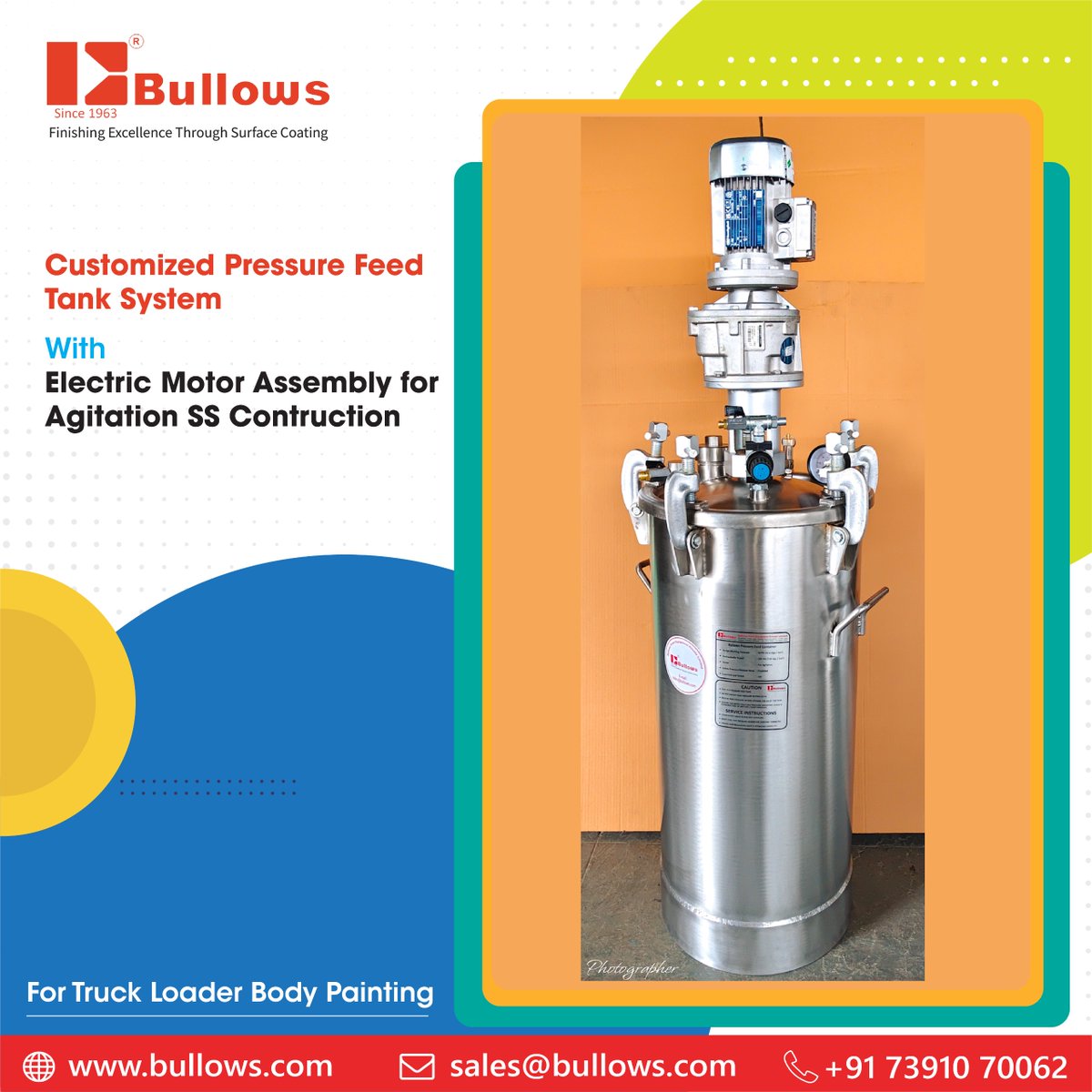 paintingsystem's tweet photo. ⚙️ Customized Pressure Feed Tank System with Electric Motor Agitation | Bullows
#Bullows #PressureFeedTank #PaintAgitation #IndustrialPainting #PaintApplication #SurfaceCoating #TruckManufacturing #HeavyEquipment #CustomizedSolutions #IndustrialAutomation #EngineeringExcellence https://t.co/21MH7oMsfa
