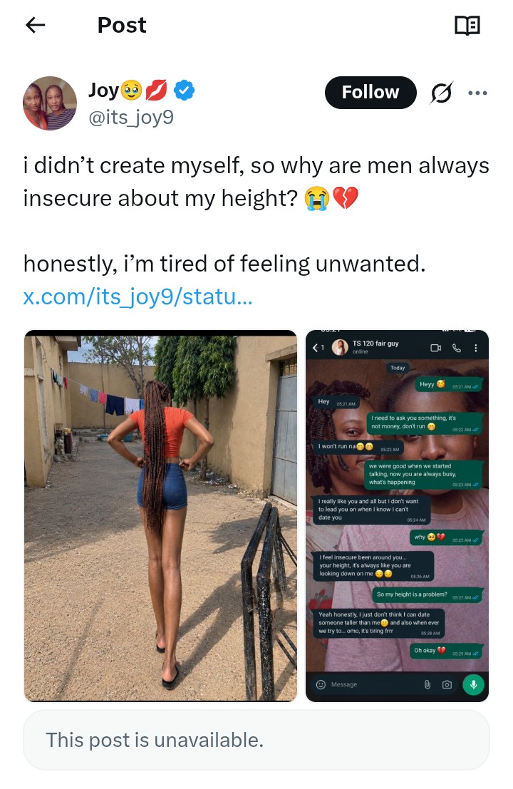 Brytsun01's tweet photo. I'm not blaming you for your height.

But to be honest, you're REALLY tall! 💀😂

Even your physical appearance is the beginning of God-fearing. 😭🙏🏽 https://t.co/BqwVlTPauO