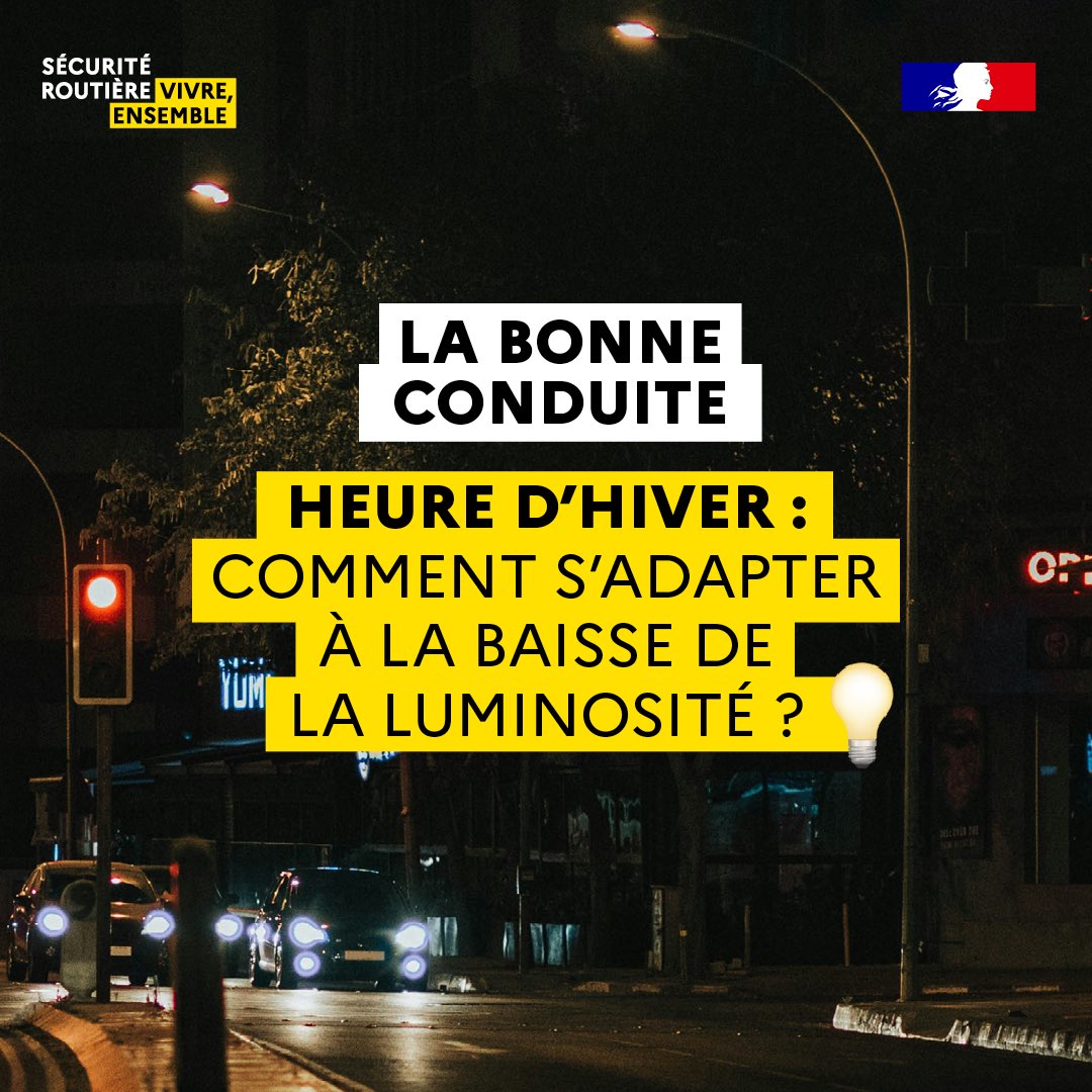 Prefet44's tweet photo. #SécuritéRoutière | 🕐 Le passage à l'heure d'hiver aura lieu dans la nuit du samedi 24 au dimanche 25 octobre.

Cette période a un impact direct sur l’accidentalité des piétons, cyclistes et trottinettistes.

Plus d’infos sur https://t.co/jtfOUQeA5I https://t.co/KM3RI4jCv7