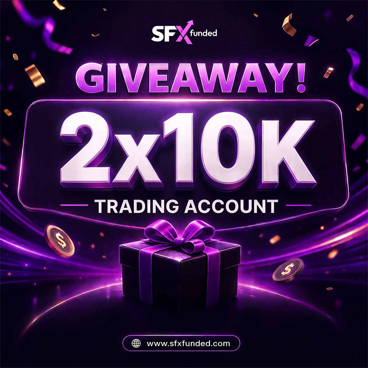 IsahMarket's tweet photo. 🚨 GIVEAWAY ALERT 🚨 

2x $10K  ACCOUNT 

To enter

1️⃣ Follow @sfxfundedcom
2️⃣ Follow @FrancaSFX 
3️⃣ Follow @husamsamy_sfx 
4️⃣ Follow @IsahMarket

5️⃣ Like &amp; Retweet this post 

6️⃣ Tag 3 friends 

72h 📌 https://t.co/zDzWqjVmlX