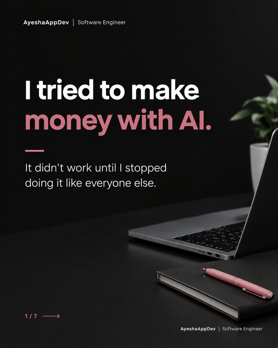 ayeshappdev's tweet photo. I stopped thinking about how to make money with AI and started thinking about what problems AI could solve.

What would you build? https://t.co/5eNDzRtine