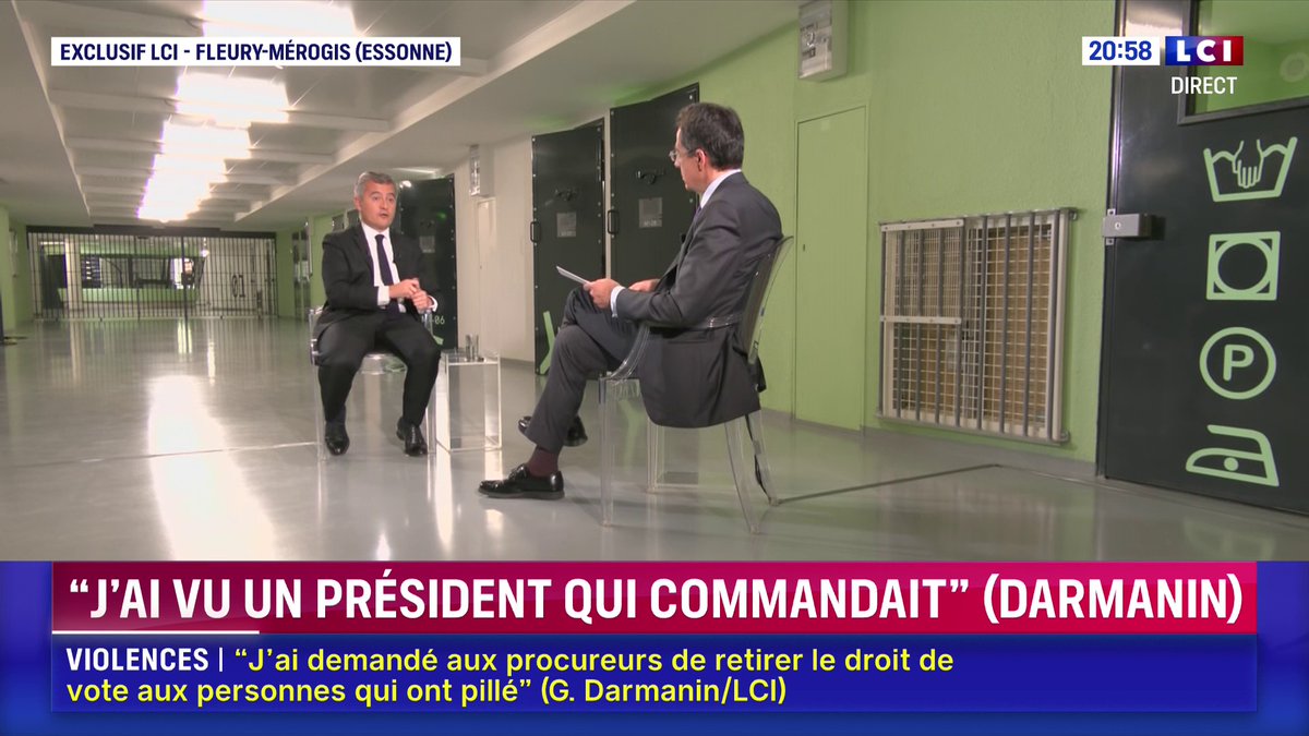 TF1Pro's tweet photo. @LCI @guilldebre @RomainMessy @ericbrunet #Audiences @LCI - Jeudi 22 octobre 2026

L'interview de Gérald Darmanin (@GDarmanin), garde des Sceaux, ministre de la Justice, depuis la prison de Fleury-Mérogis

Invité de #20HRochebin sur #LCI (20h37-21h)

📌 320 000 Tvsp
✅ 1,8% de PdA 4+ https://t.co/euv8FWeJIg