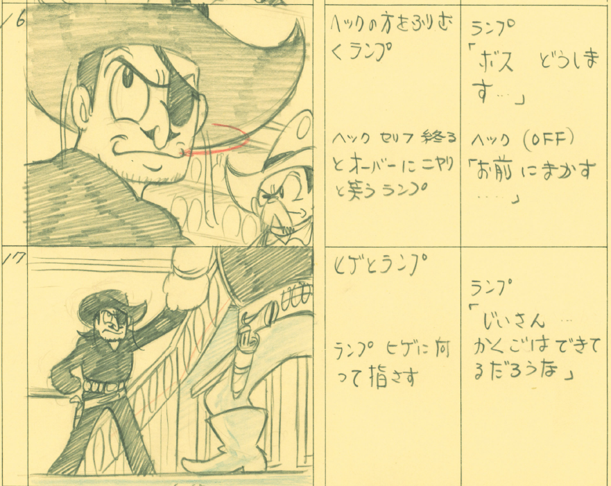 TEZUKA_goods's tweet photo. 👀日本アニメの金字塔『鉄腕アトム』「アトム西部へ行くの巻」、Tverで1週間限定みのがし配信中🙌
演出・林重行（現・りんたろう）さんによる絵コンテを抜粋！　細かいところまで精密に描きこまれています…😲　ランプが渋い😏　颯爽と馬を乗りこなすアトムのシーン、何やら断り書きが…

https://t.co/tHbKRTAlap