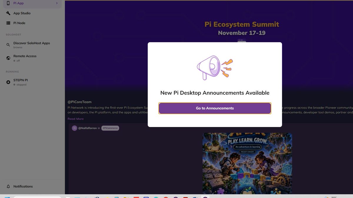 SRINIVAS_CSCVLE's tweet photo. @PiCoreTeam New Pi Desktop Announcement regarding  New Pi node 0.6.4......available soon....... https://t.co/zWkaMnISpu