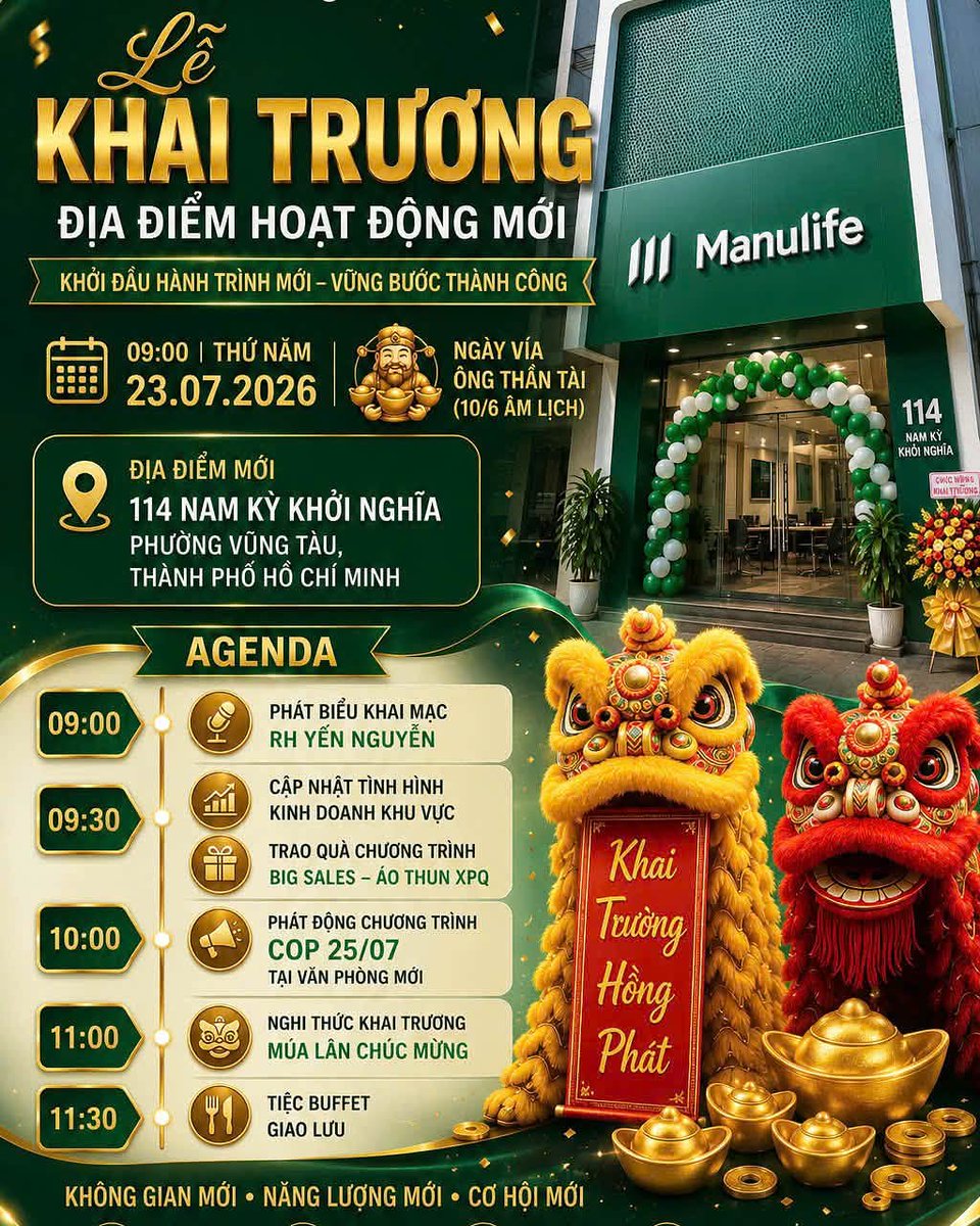 tim327327's tweet photo. Chúc mừng Manulife Vũng Tàu khai trương văn phòng mới. Chúc văn phòng hoạt động thuận lợi, kết nối niềm tin, lan tỏa giá trị tốt đẹp và ngày càng phát triển, thành công. Hẹn gặp tại 114 Nam Kỳ Khởi Nghĩa, phường Vũng Tàu, TP. HCM. https://t.co/WTYAHlna22