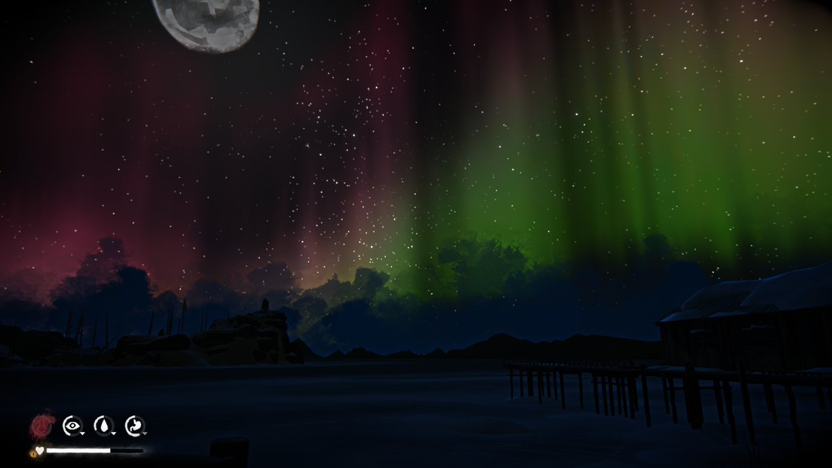 ClockWorkStudio's tweet photo. The Long Darkというゲームを2時間半ほど遊んだ。序盤の体験「は」良いと思わなかった。

雪深い北カナダに放り出された人になって、生き延びるゲーム。
体温のために風を除けたり薪で温まるのが大事。歩き回ると廃墟はあるので、生存に使えるものは使う。 https://t.co/Jmv14kjDPa