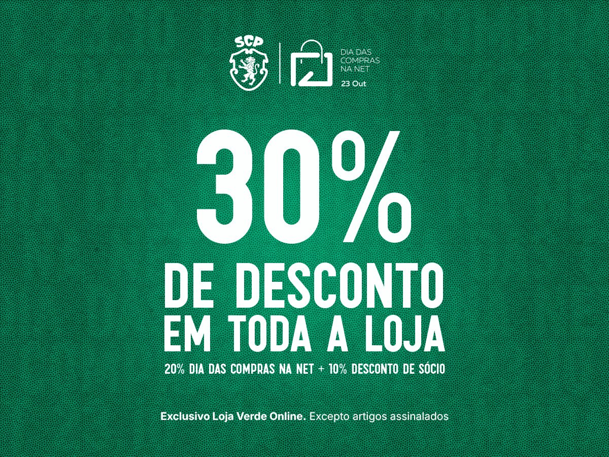 bancadadeleao's tweet photo. Hoje, e só hoje, na Loja Verde #SportingCP 
30% de desconto em todos os produtos (excepto assinalados, segundo o clube)

(O teu desconto habitual de Sócio e Dia das Compras na NET: +20%) https://t.co/lSljjH2kEV