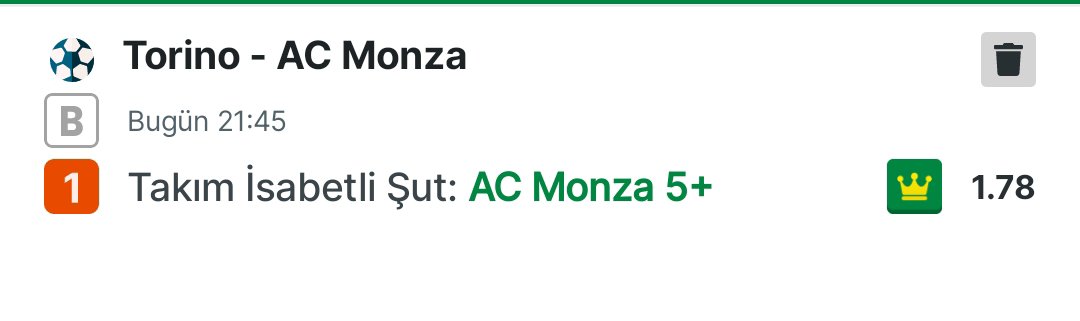 OwlAnaliz's tweet photo. ⚡ BU İSTATİSTİK KAÇMAZ! ⚡

Monza hücum hattı alev alev yanıyor! ⚽🔥

Son 5 maçtır istisnasız +5 İsabetli Şut barajını aşıyorlar.

📍 Torino - AC Monza

🎯 Seçim: AC Monza 5+ İsabetli Şut

📈 Oran: 1.78  

Kuponuna ekleyecekler beğensin! 🎯👇

#İddaaKuponu #SerieA #Monza #BahisTahminleri #GününBülteni