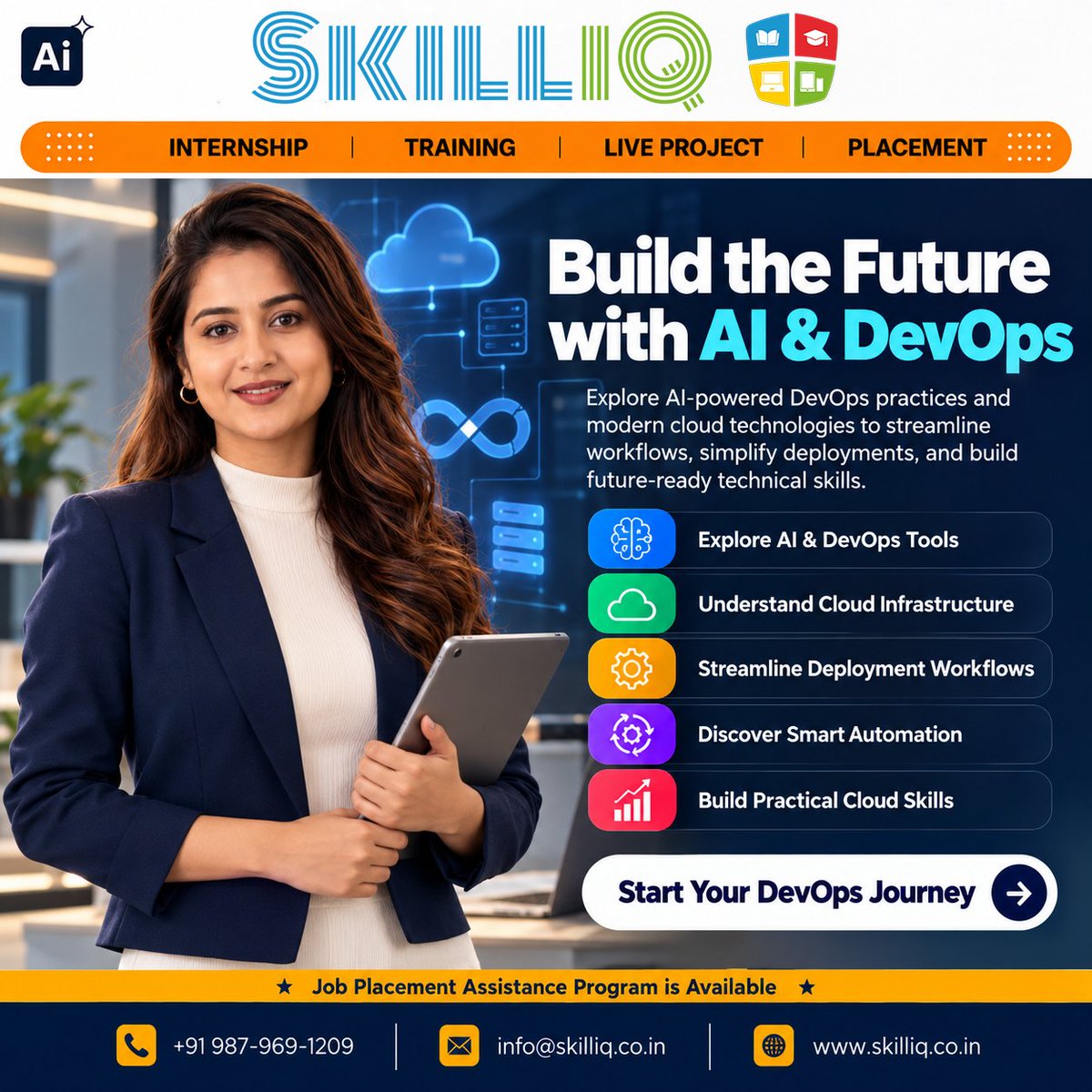 SkillIQCourse's tweet photo. 🚀 Build the Future with AI &amp; DevOps – SkillIQ!

☁️ Master Cloud Computing 🤖 Explore AI &amp; Automation ⚙️ Streamline Deployments 💻 Gain Practical Skills

🎯 Job Placement Assistance Available!

📞 +91 987-969-1209 📧 info@skilliq.co.in

🔗 Link in bio!

#SkillIQ #AI #DevOps https://t.co/gPnue6R811